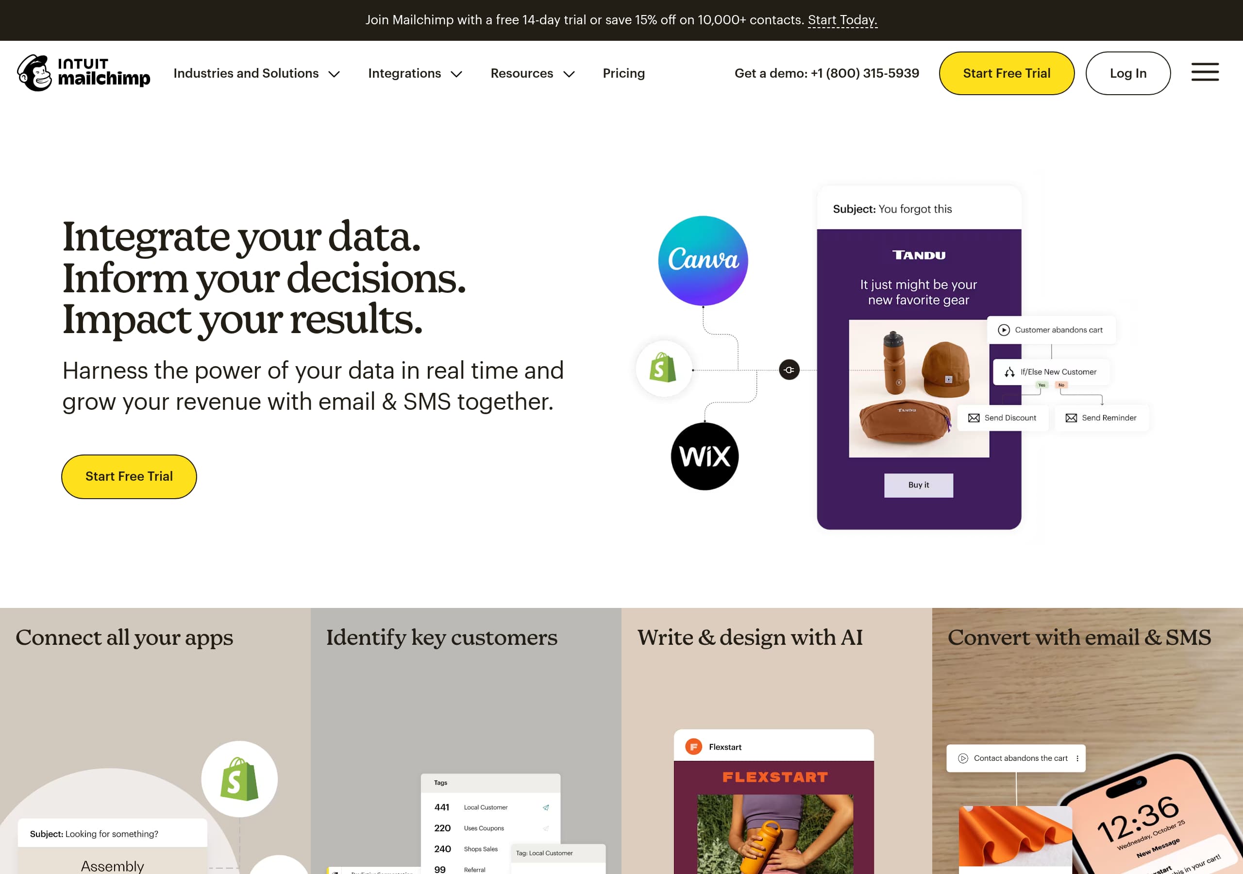 Mailchimp homepage – Website breakdown screenshot Homepage of Mailchimp marketing site – hero and above-the-fold content