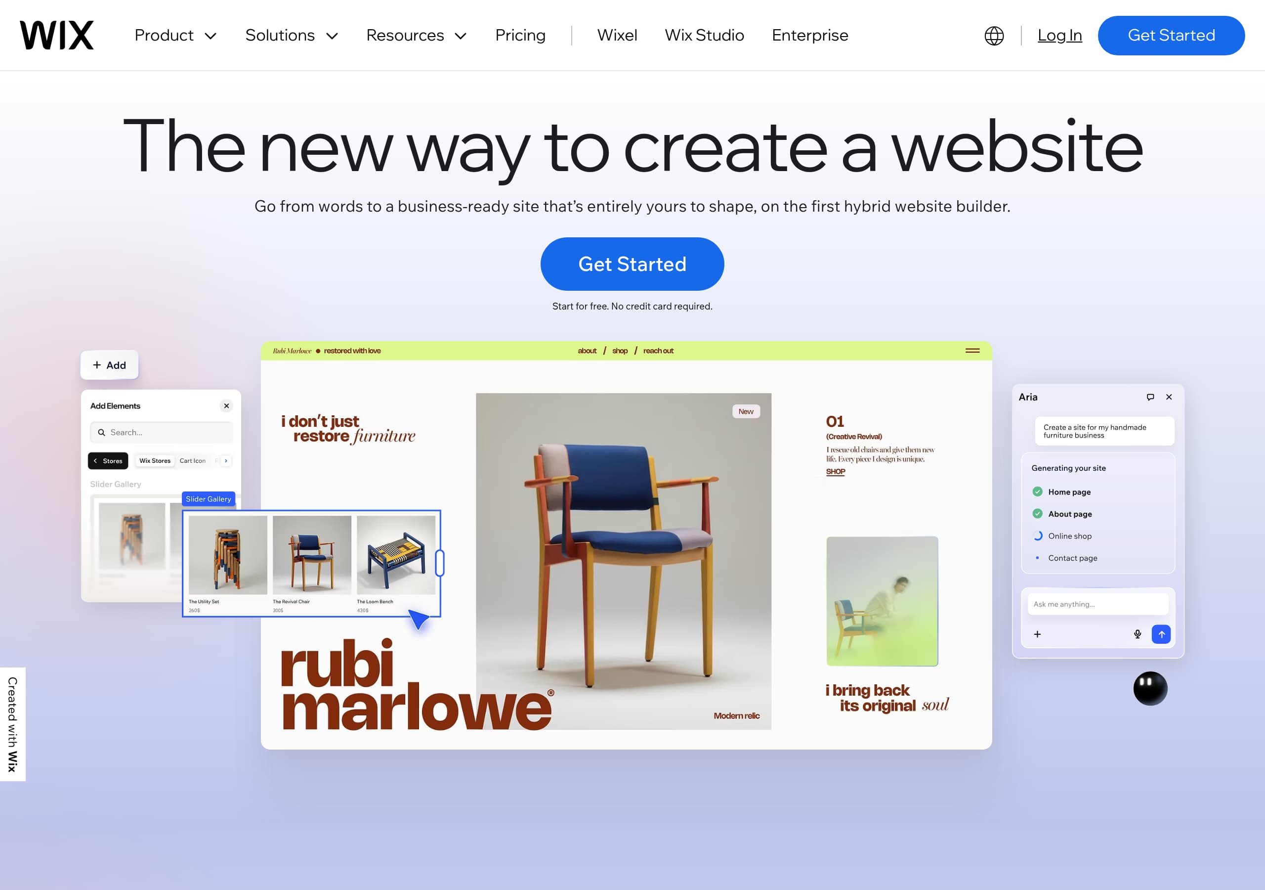 Wix homepage – Website breakdown screenshot Homepage of Wix marketing site – hero and above-the-fold content