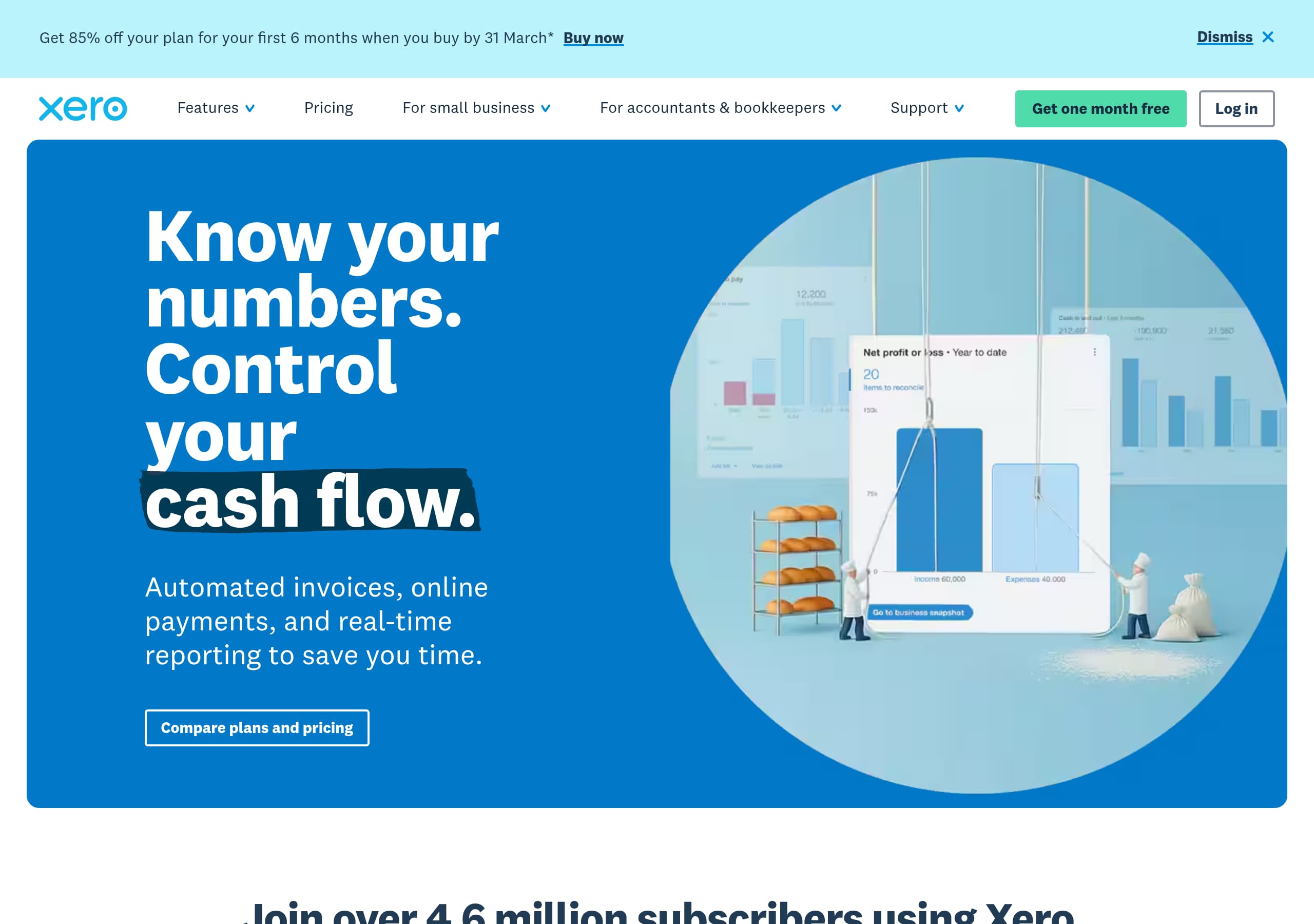 Xero homepage – Website breakdown screenshot Homepage of Xero marketing site – hero and above-the-fold content