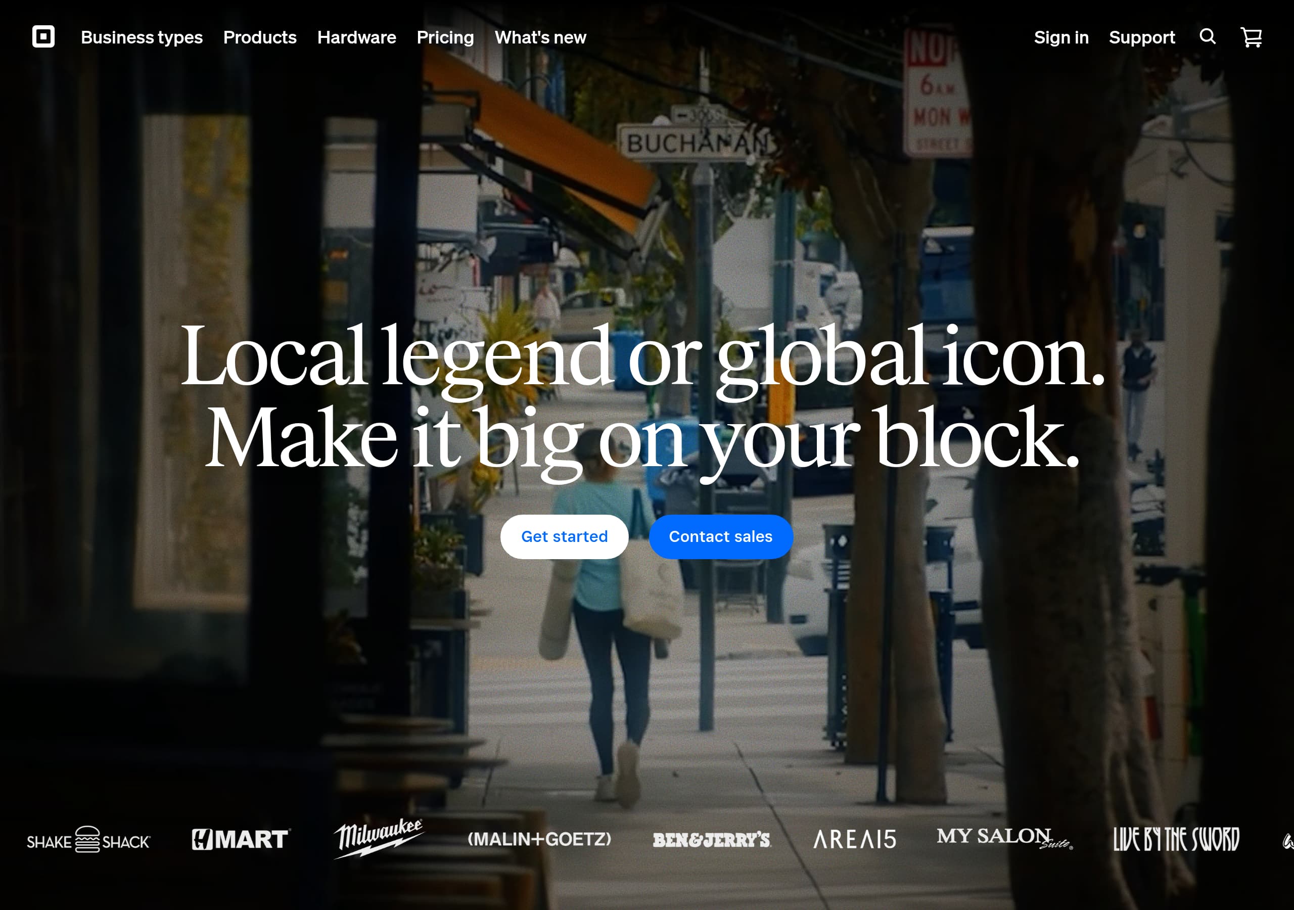 Square homepage – Website breakdown screenshot Homepage of Square marketing site – hero and above-the-fold content
