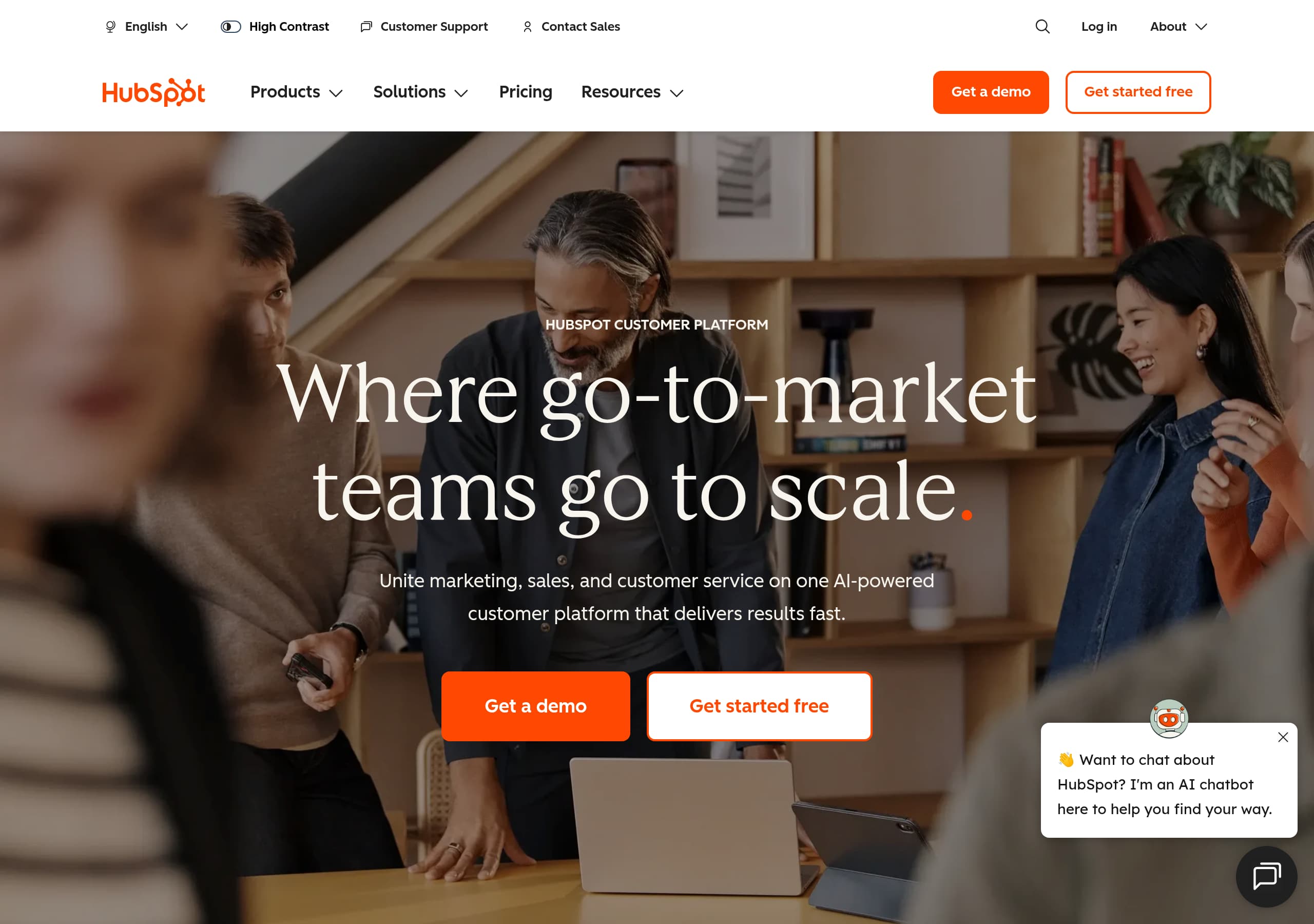 HubSpot homepage – Website breakdown screenshot Homepage of HubSpot marketing site – hero and above-the-fold content