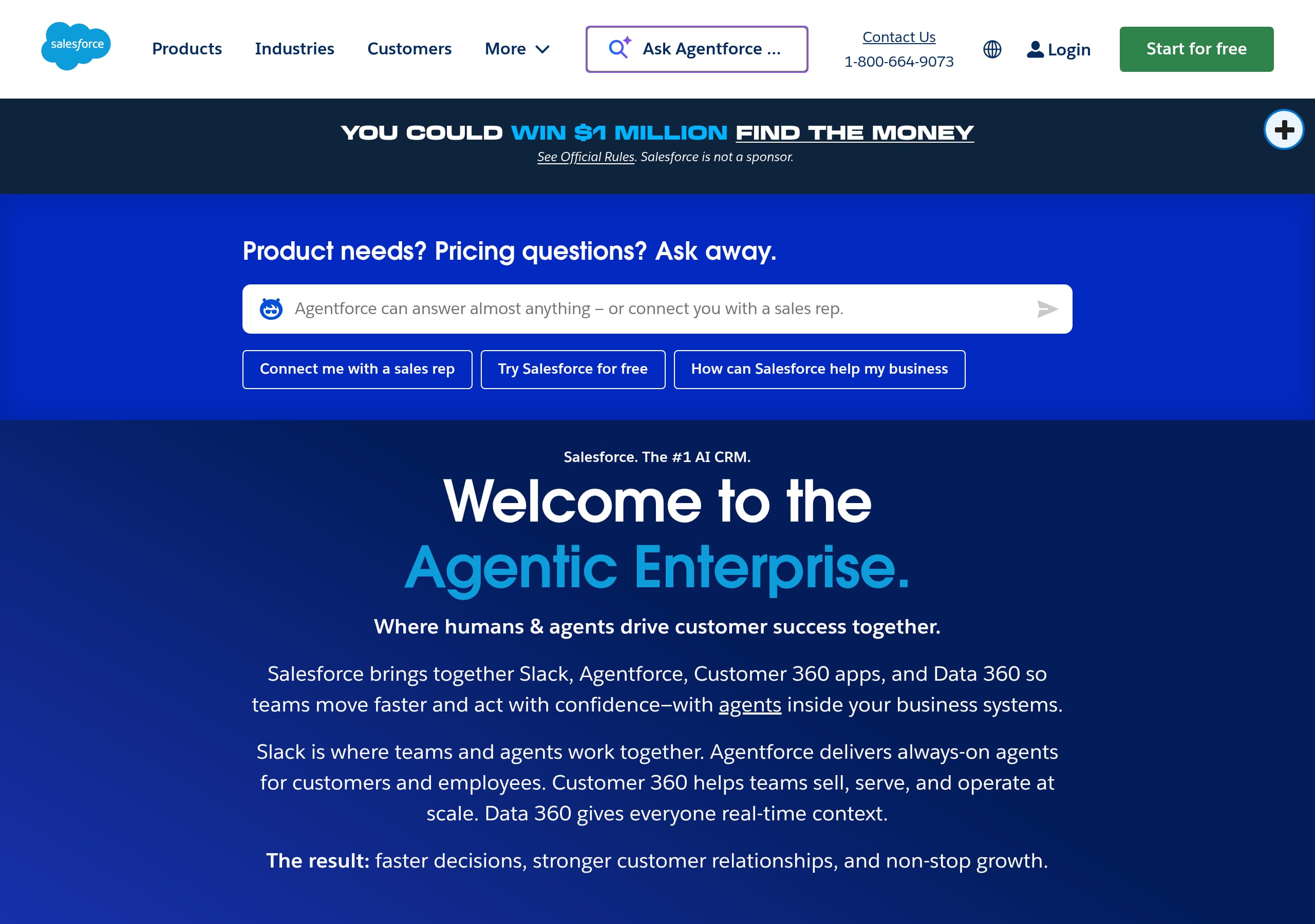 Salesforce homepage – Website breakdown screenshot Homepage of Salesforce marketing site – hero and above-the-fold content