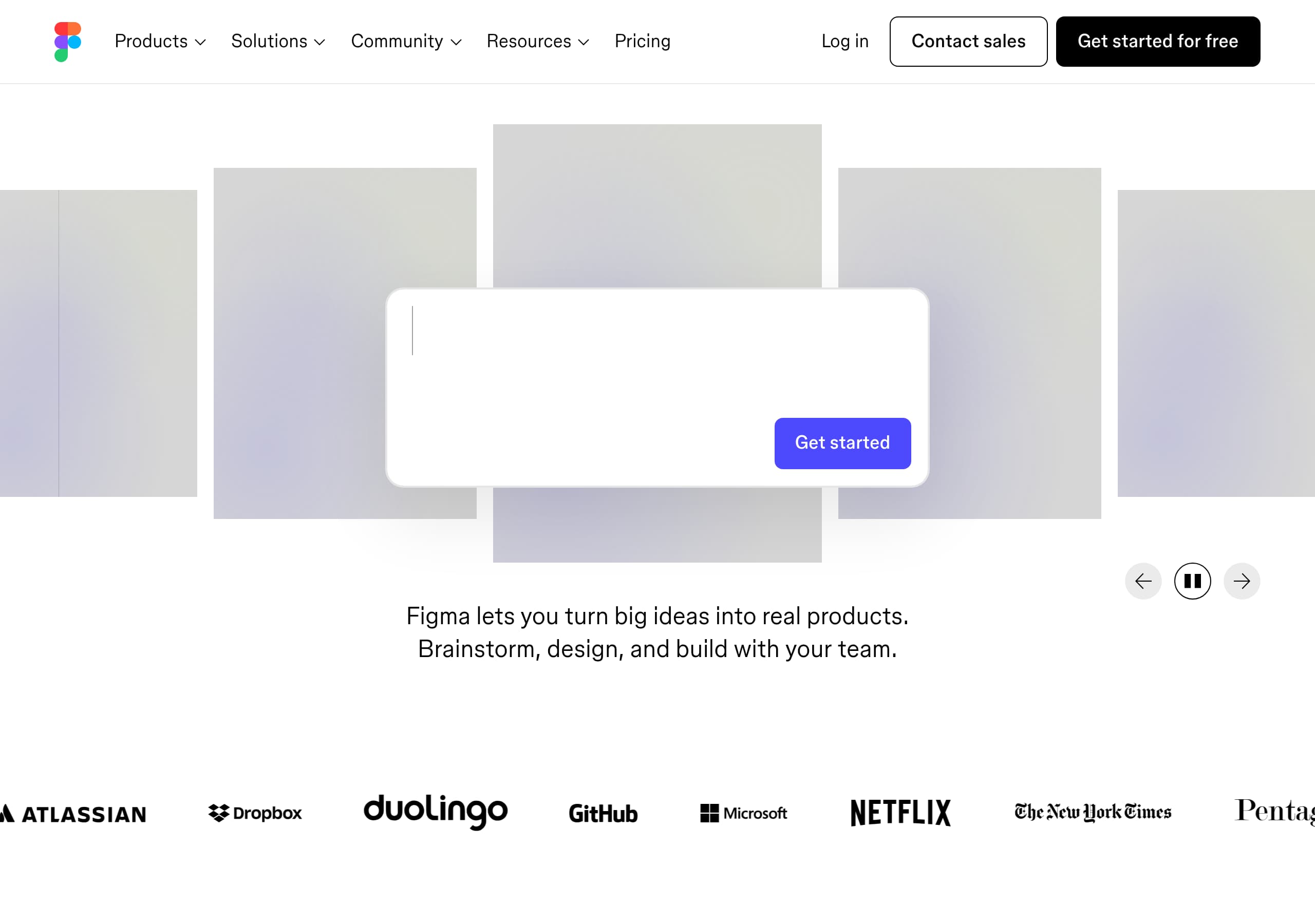 Figma homepage – Website breakdown screenshot Homepage of Figma marketing site – hero and above-the-fold content