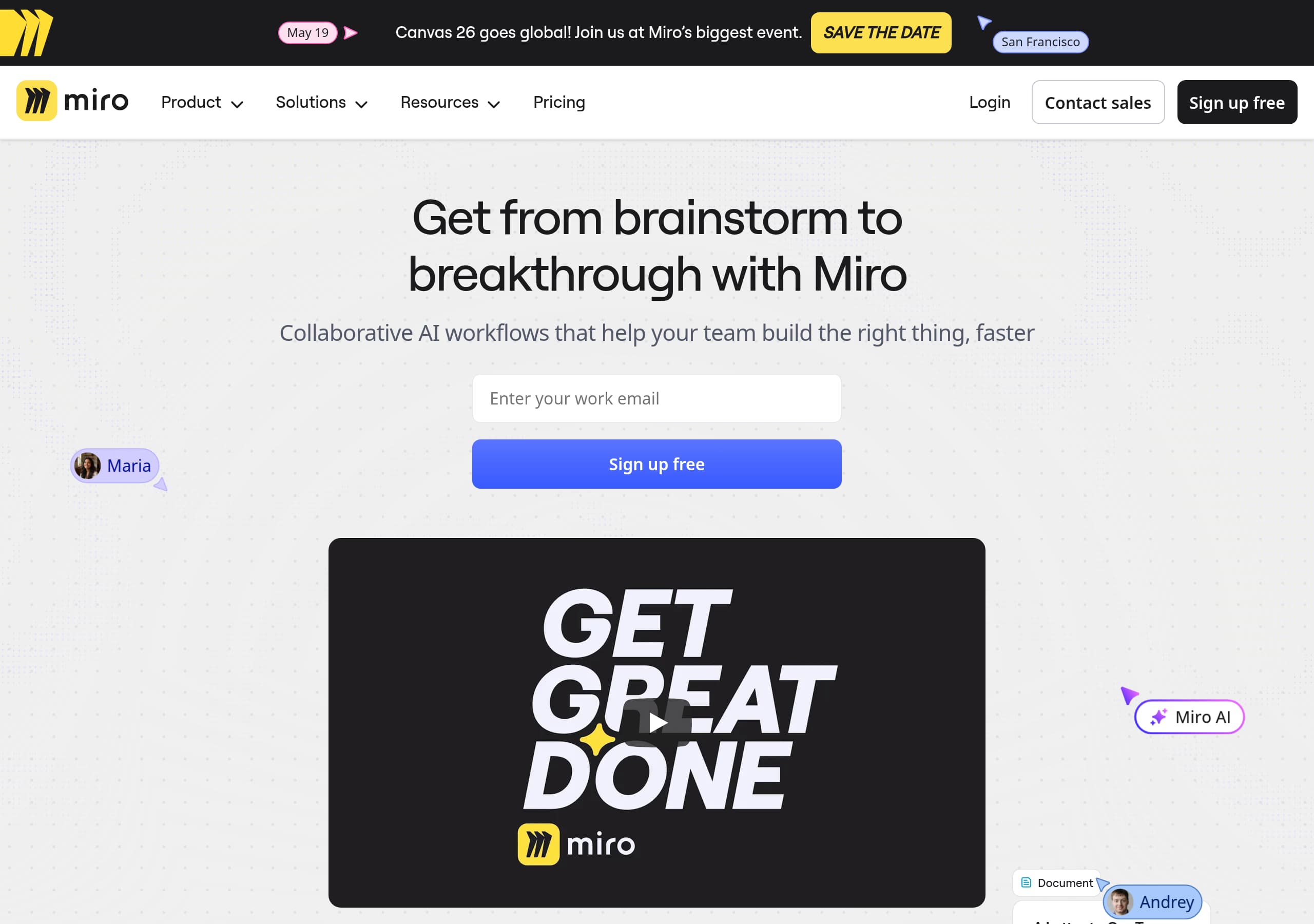 Miro – Footer screenshot Footer – Miro website breakdown