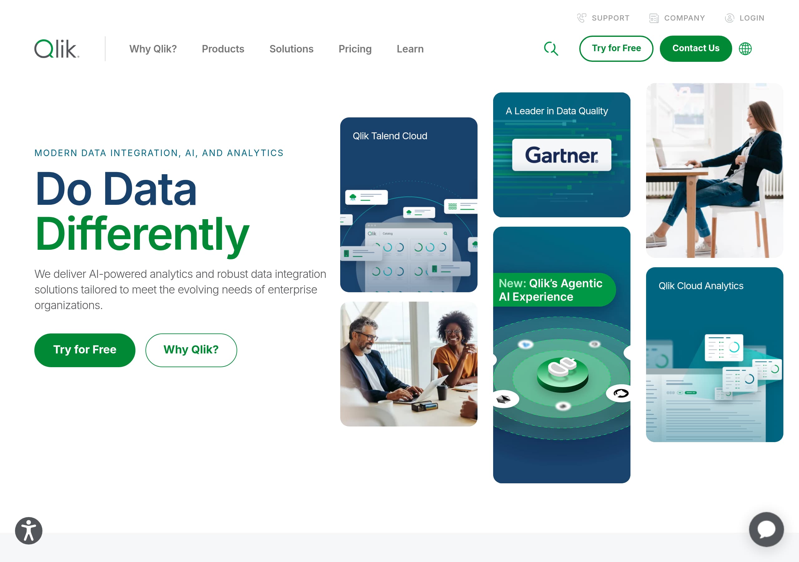 Qlik homepage – Website breakdown screenshot Homepage of Qlik marketing site – hero and above-the-fold content