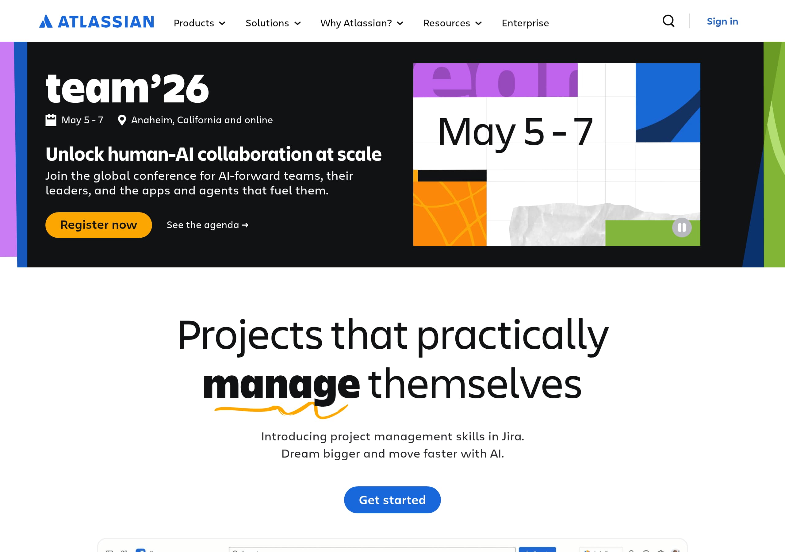 Jira Software homepage – Website breakdown screenshot Homepage of Jira Software marketing site – hero and above-the-fold content