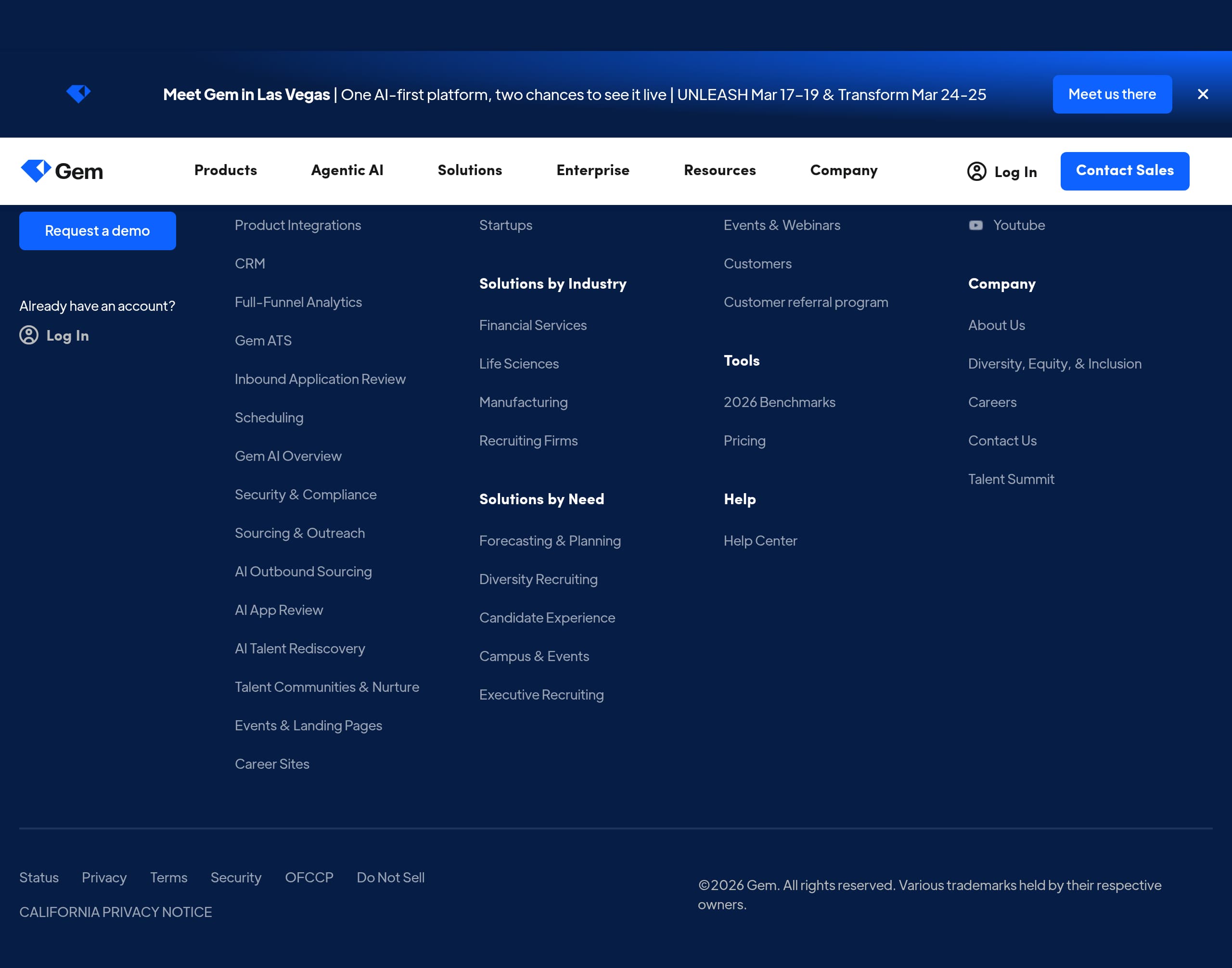 Gem – Footer screenshot Footer – Gem website breakdown
