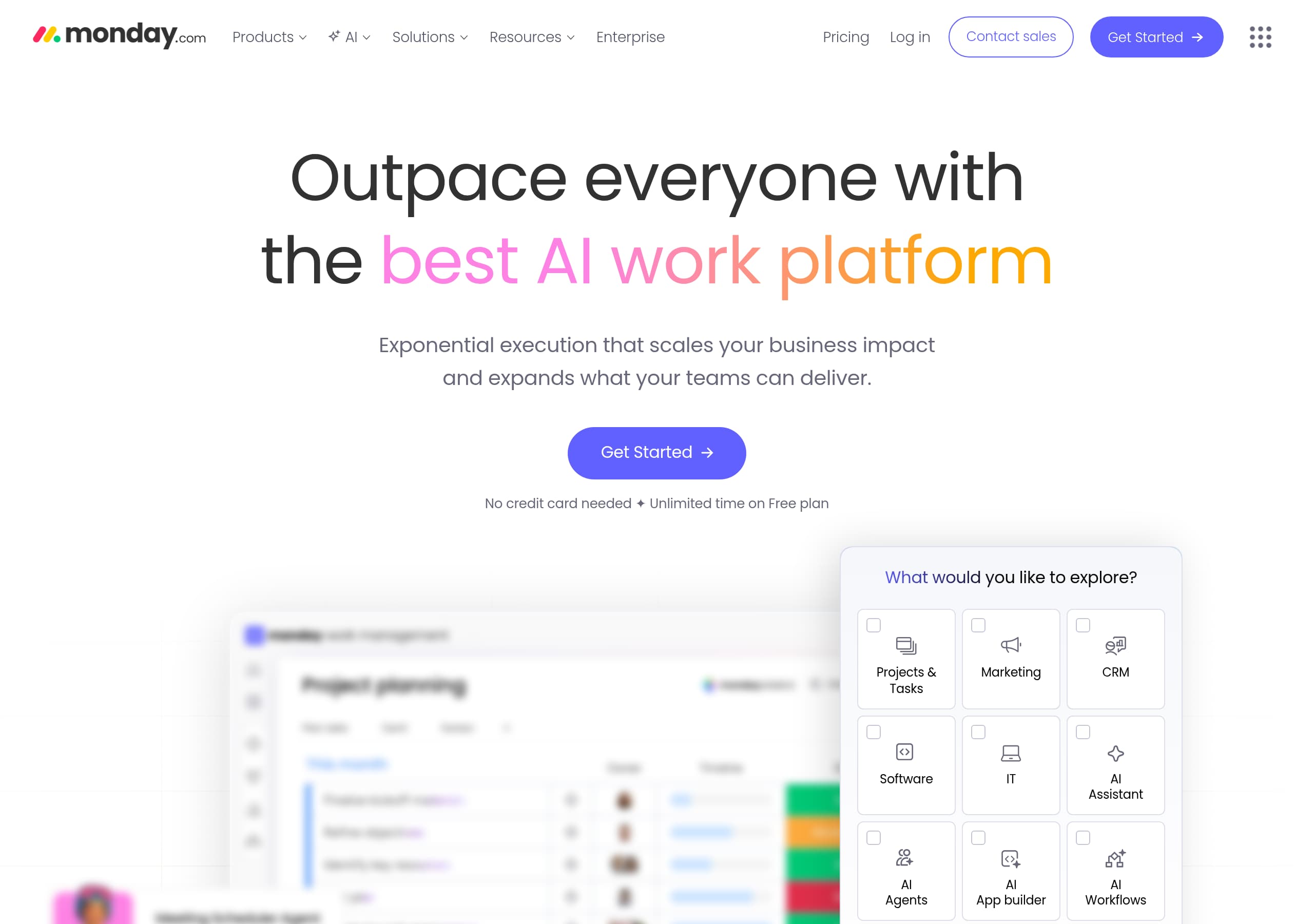 Monday.com homepage – Website breakdown screenshot Homepage of Monday.com marketing site – hero and above-the-fold content