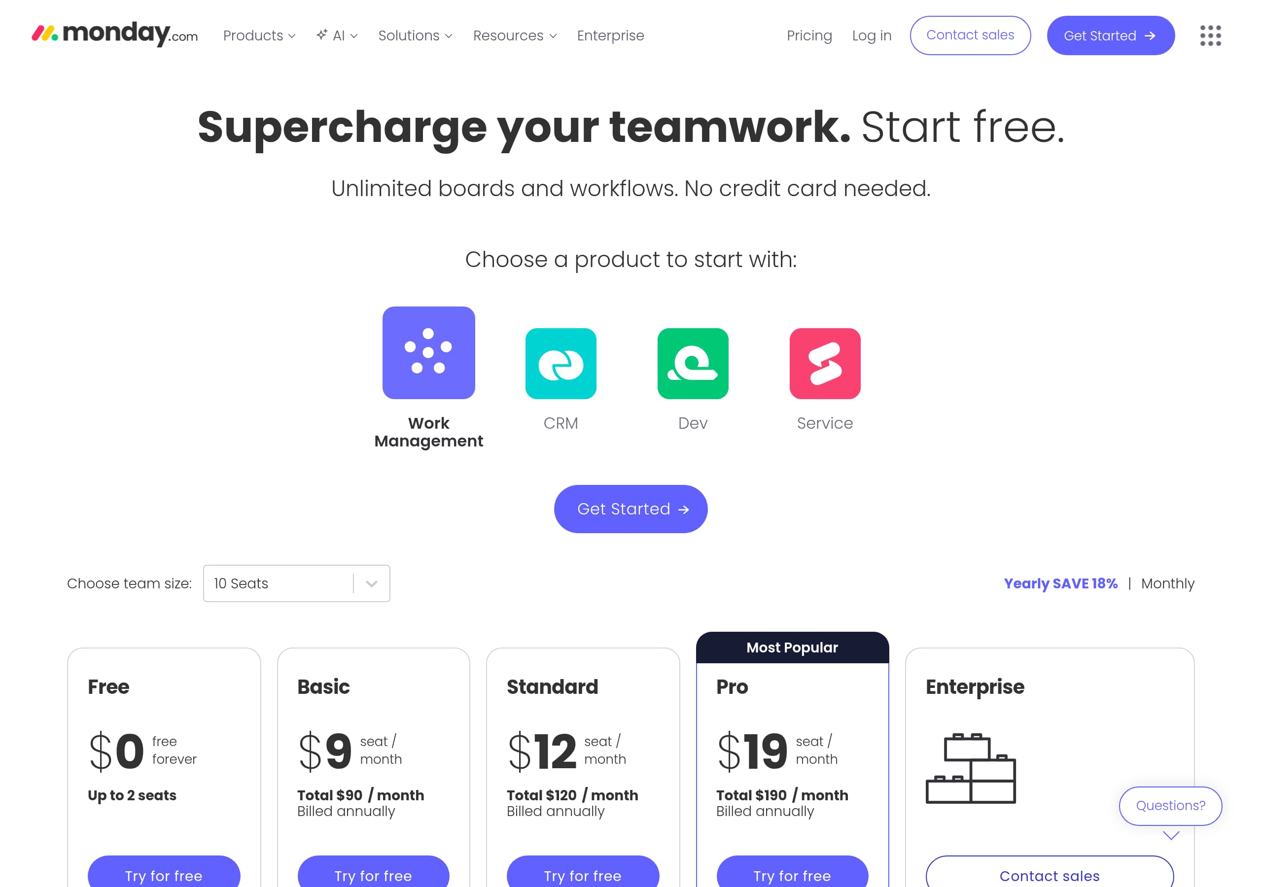 Monday.com – Pricing screenshot Pricing – Monday.com website breakdown