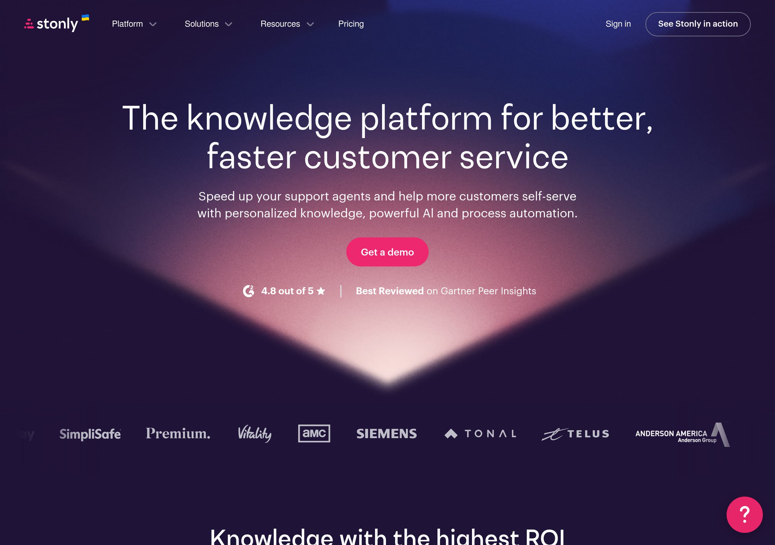 Stonly homepage – Website breakdown screenshot Homepage of Stonly marketing site – hero and above-the-fold content