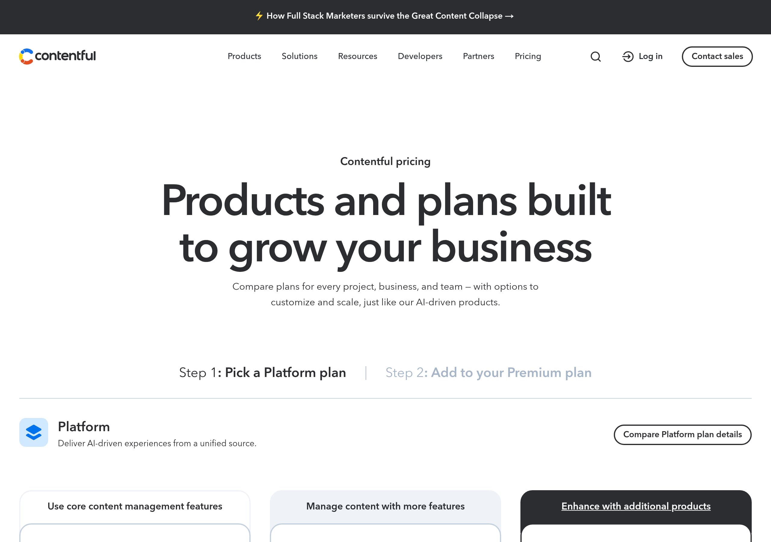 Contentful – Pricing screenshot Pricing – Contentful website breakdown