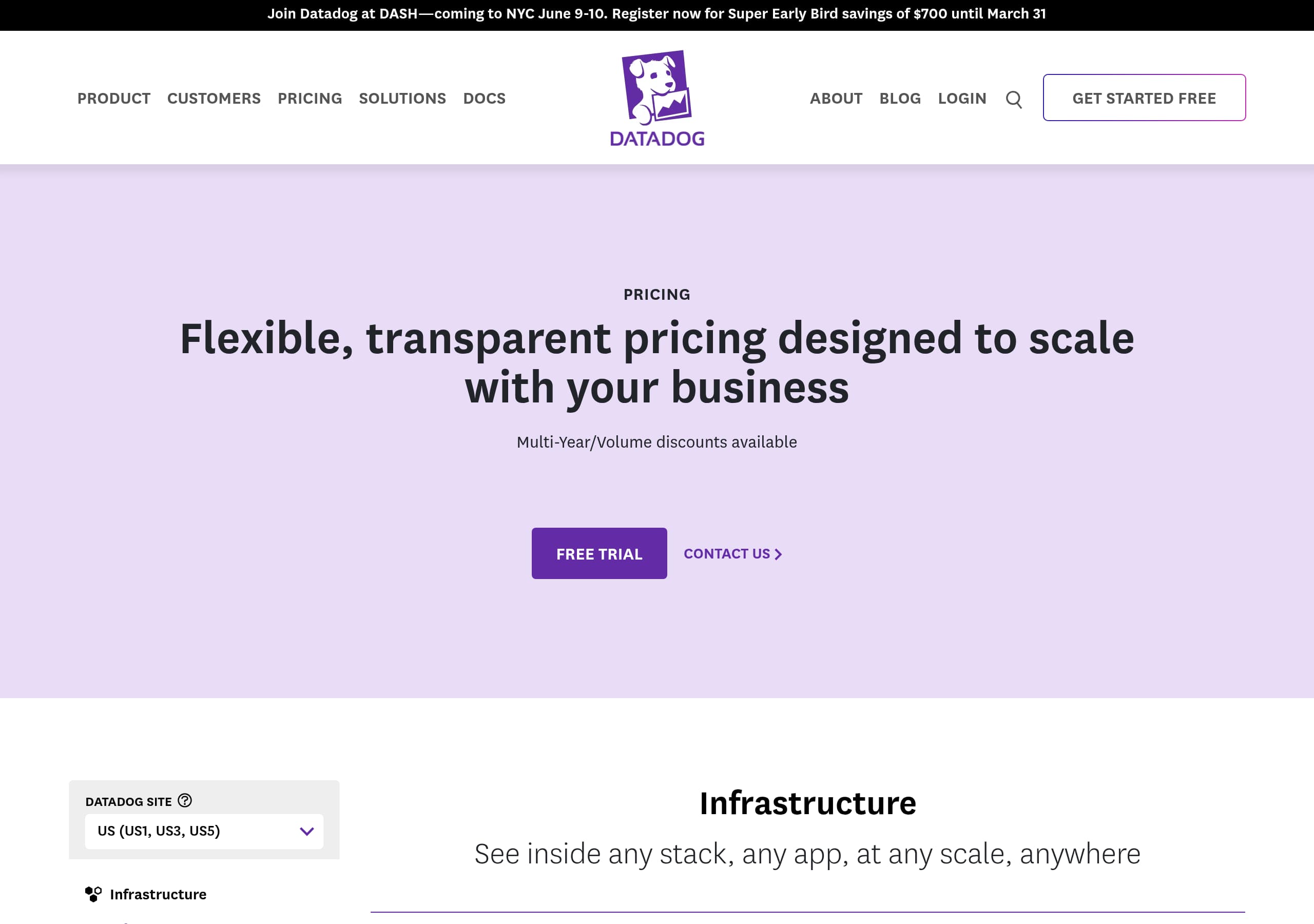 Datadog – Pricing screenshot Pricing – Datadog website breakdown