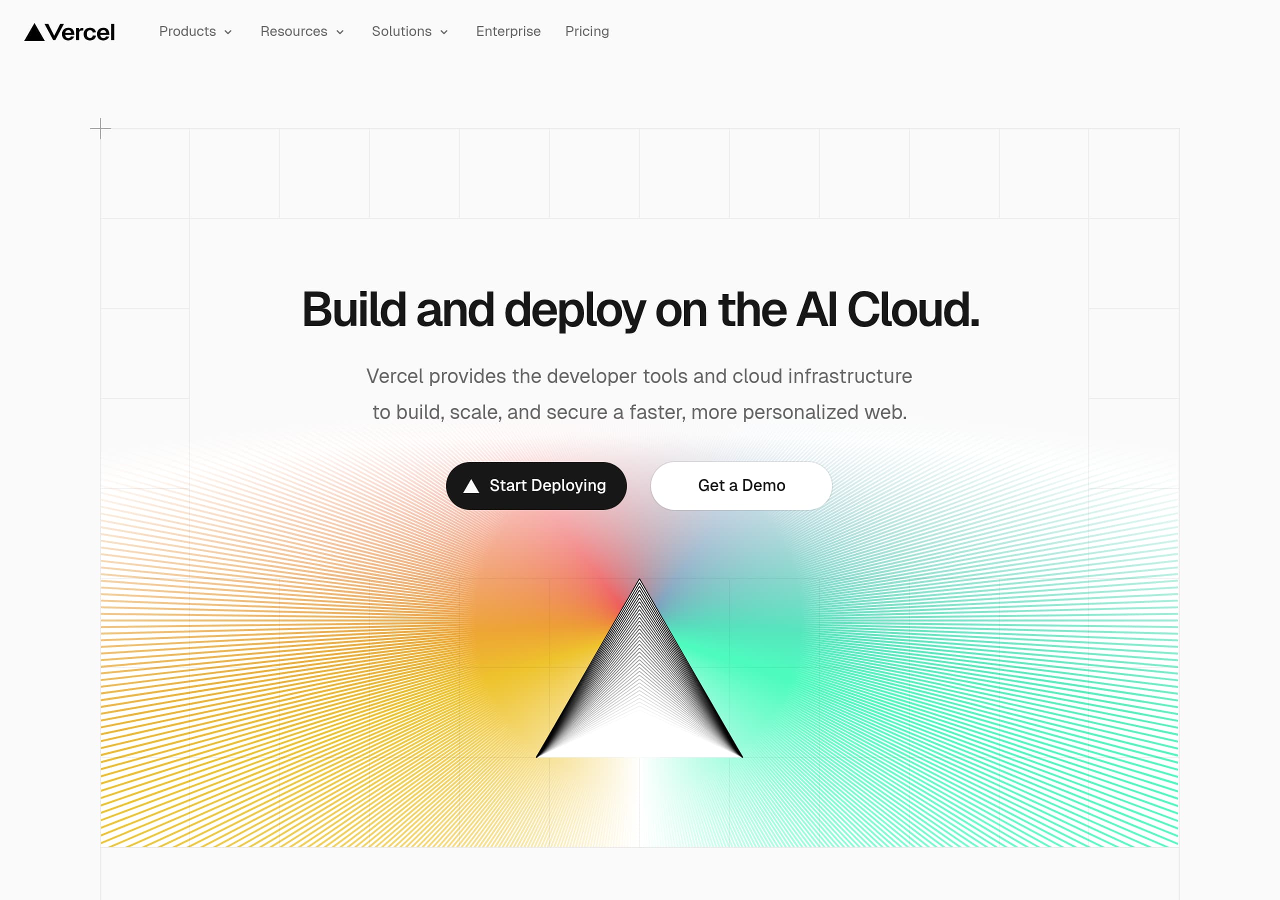 Vercel homepage – Website breakdown screenshot Homepage of Vercel marketing site – hero and above-the-fold content