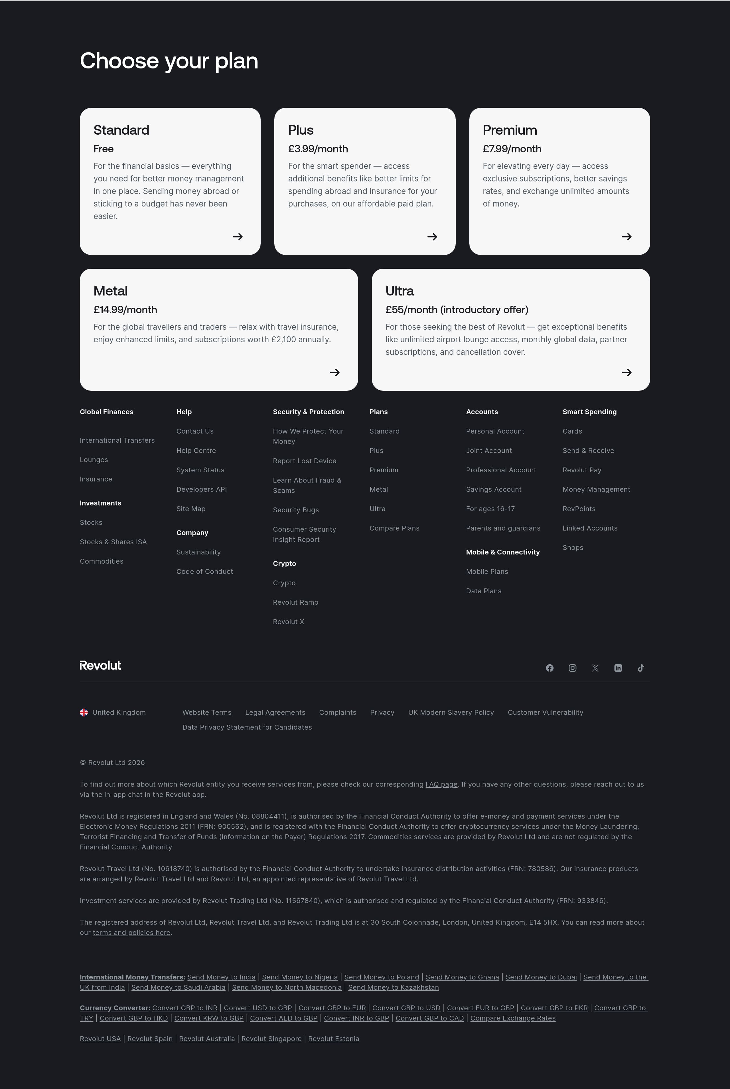 Revolut – Footer screenshot Footer – Revolut website breakdown