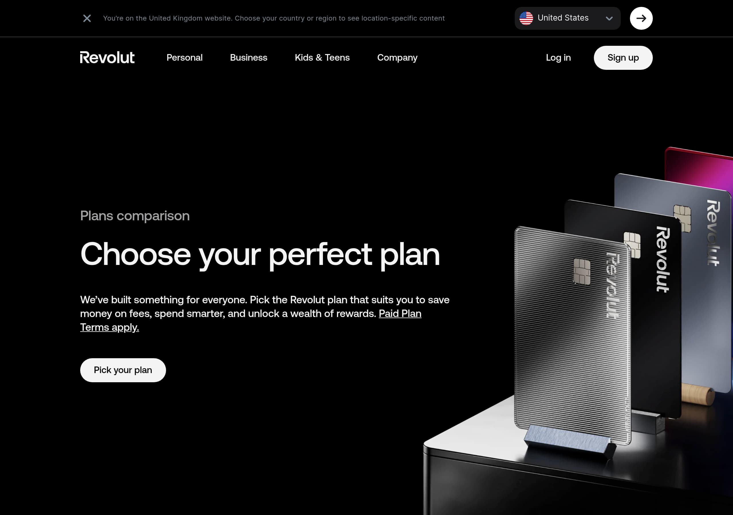 Revolut – Pricing screenshot Pricing – Revolut website breakdown