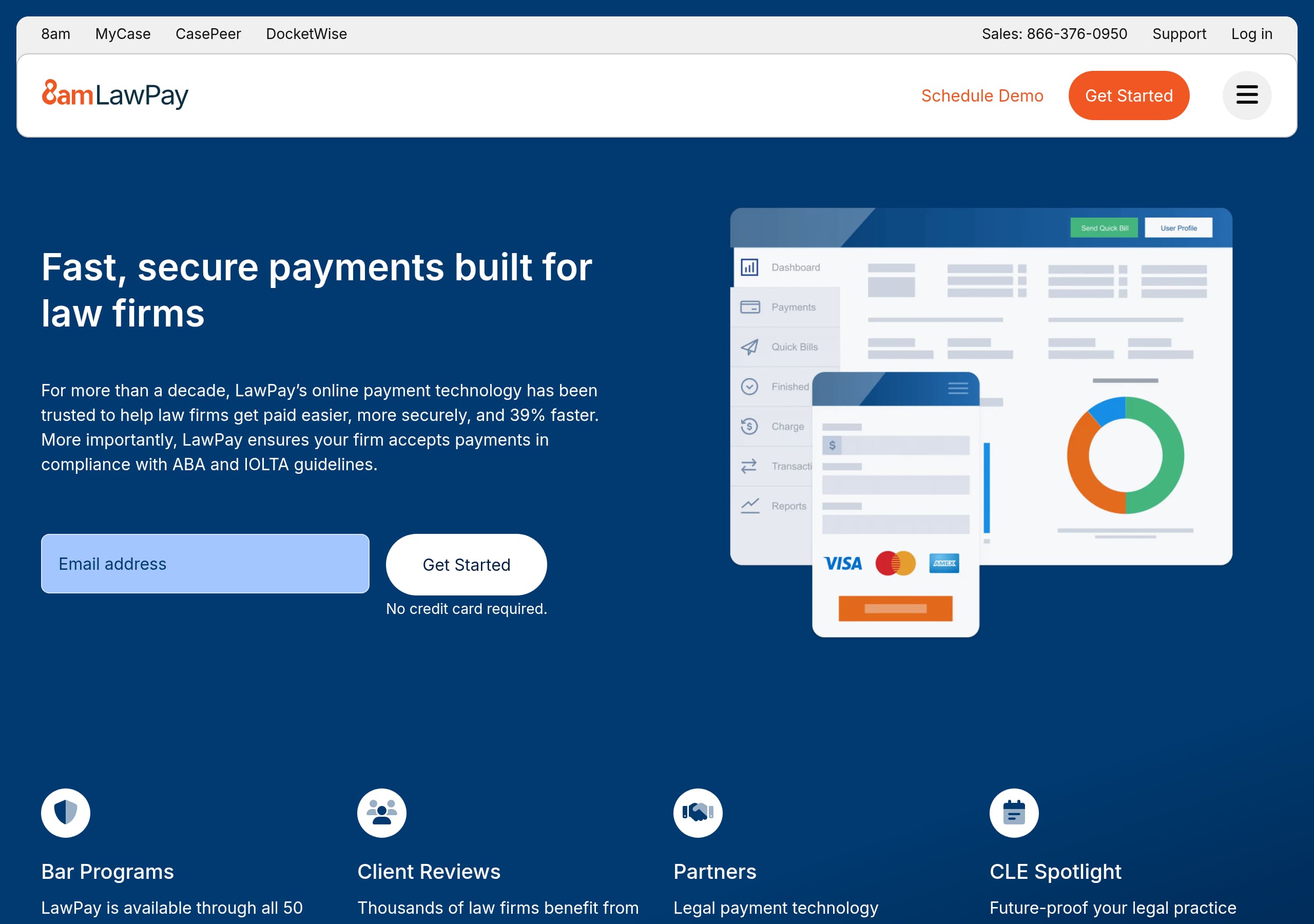 LawPay homepage – Website breakdown screenshot Homepage of LawPay marketing site – hero and above-the-fold content