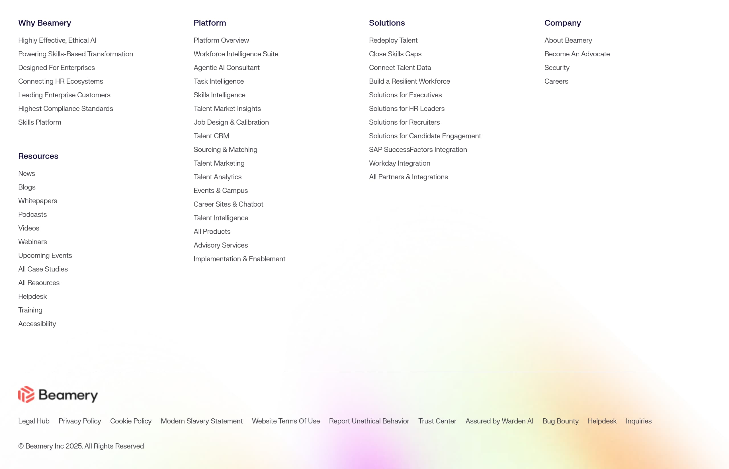 Beamery – Footer screenshot Footer – Beamery website breakdown