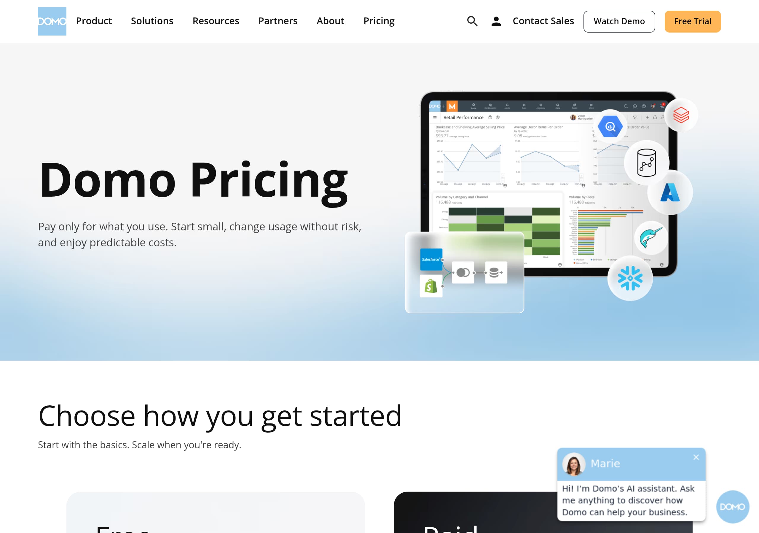 Domo – Pricing screenshot Pricing – Domo website breakdown