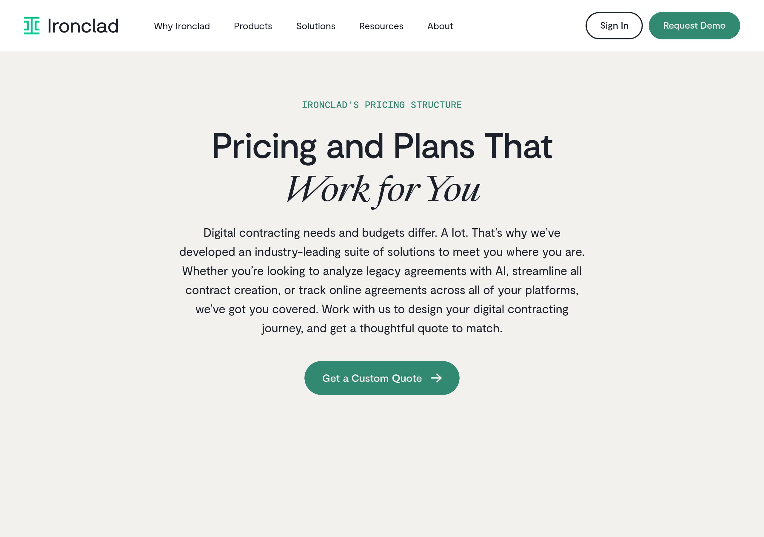 Ironclad – Pricing screenshot Pricing – Ironclad website breakdown