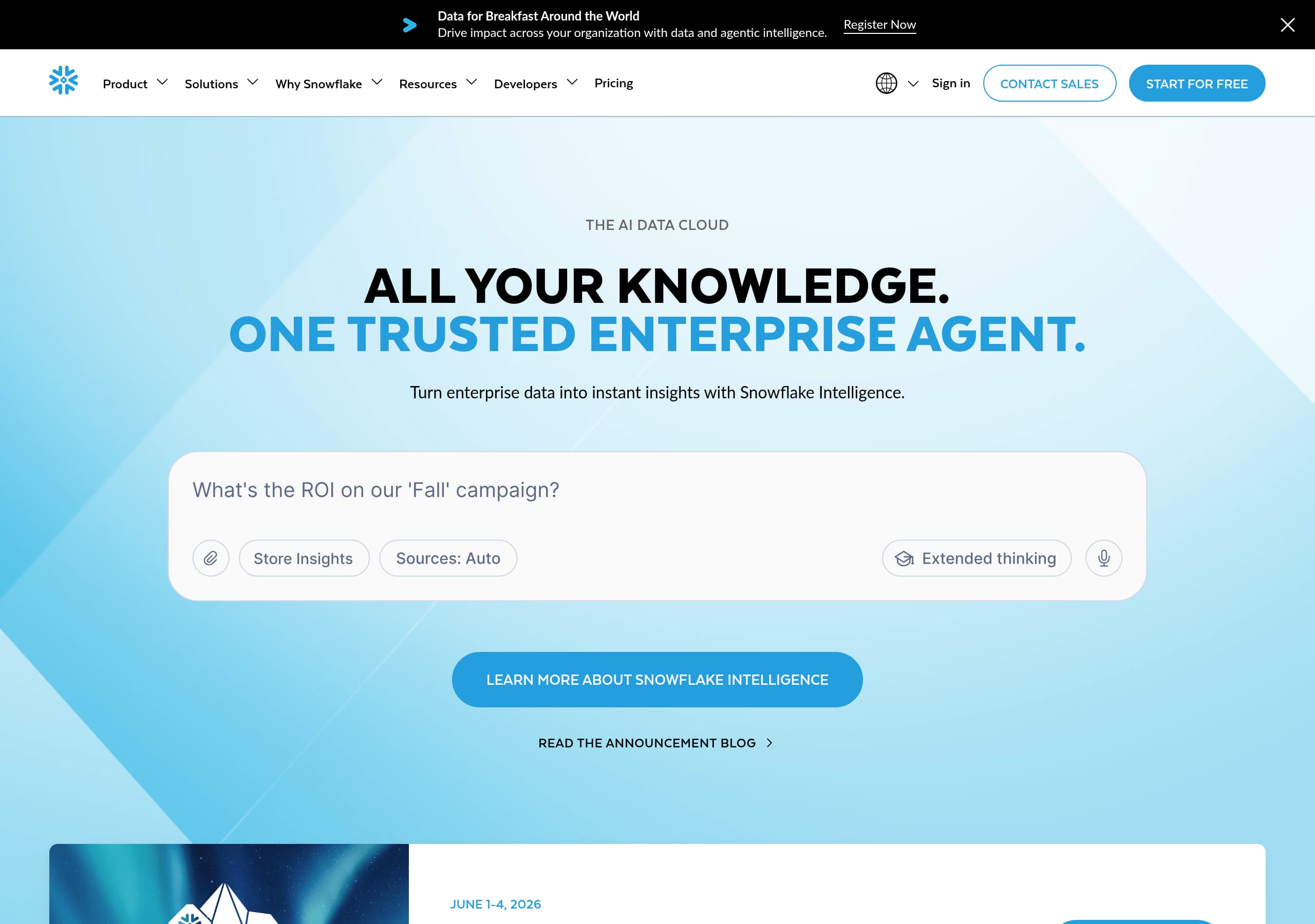 Snowflake – Footer screenshot Footer – Snowflake website breakdown