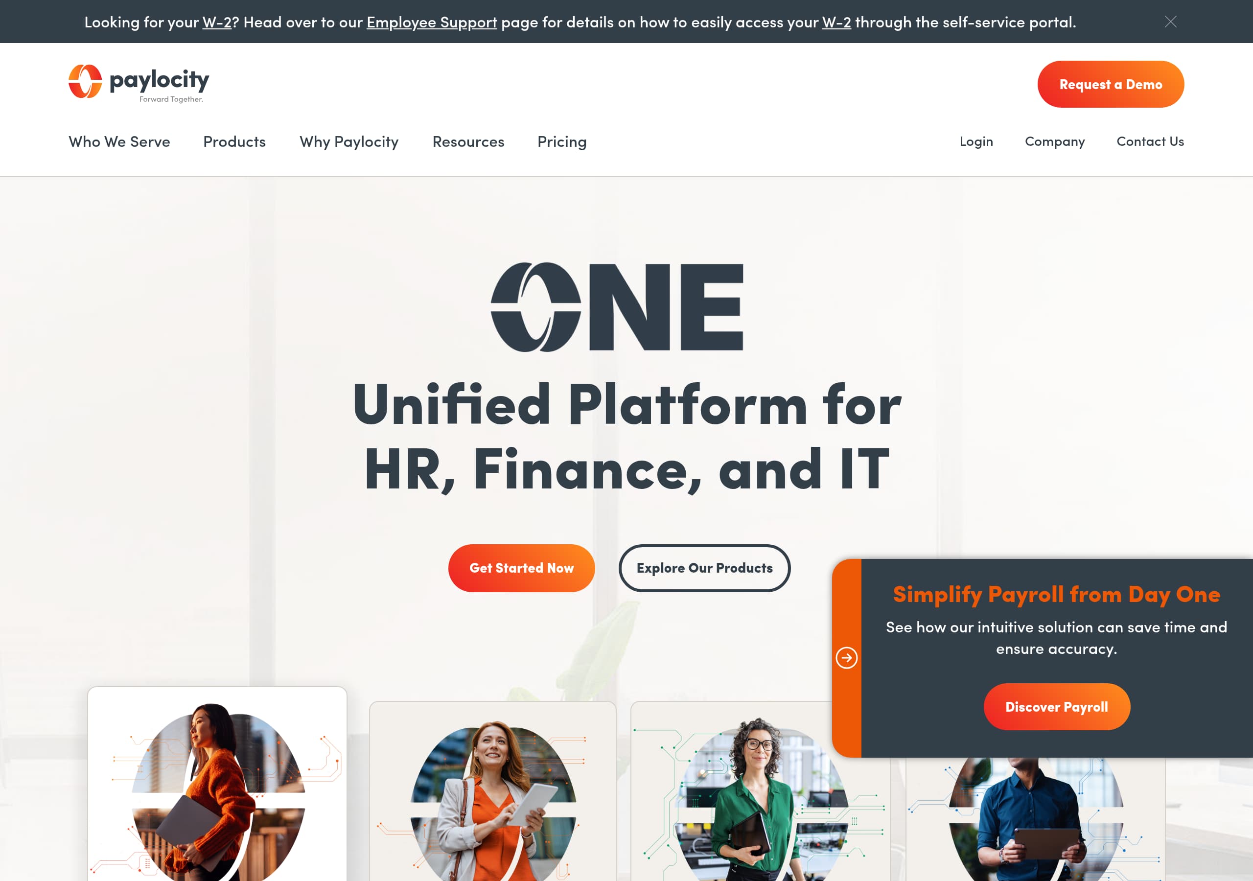 Paylocity homepage – Website breakdown screenshot Homepage of Paylocity marketing site – hero and above-the-fold content