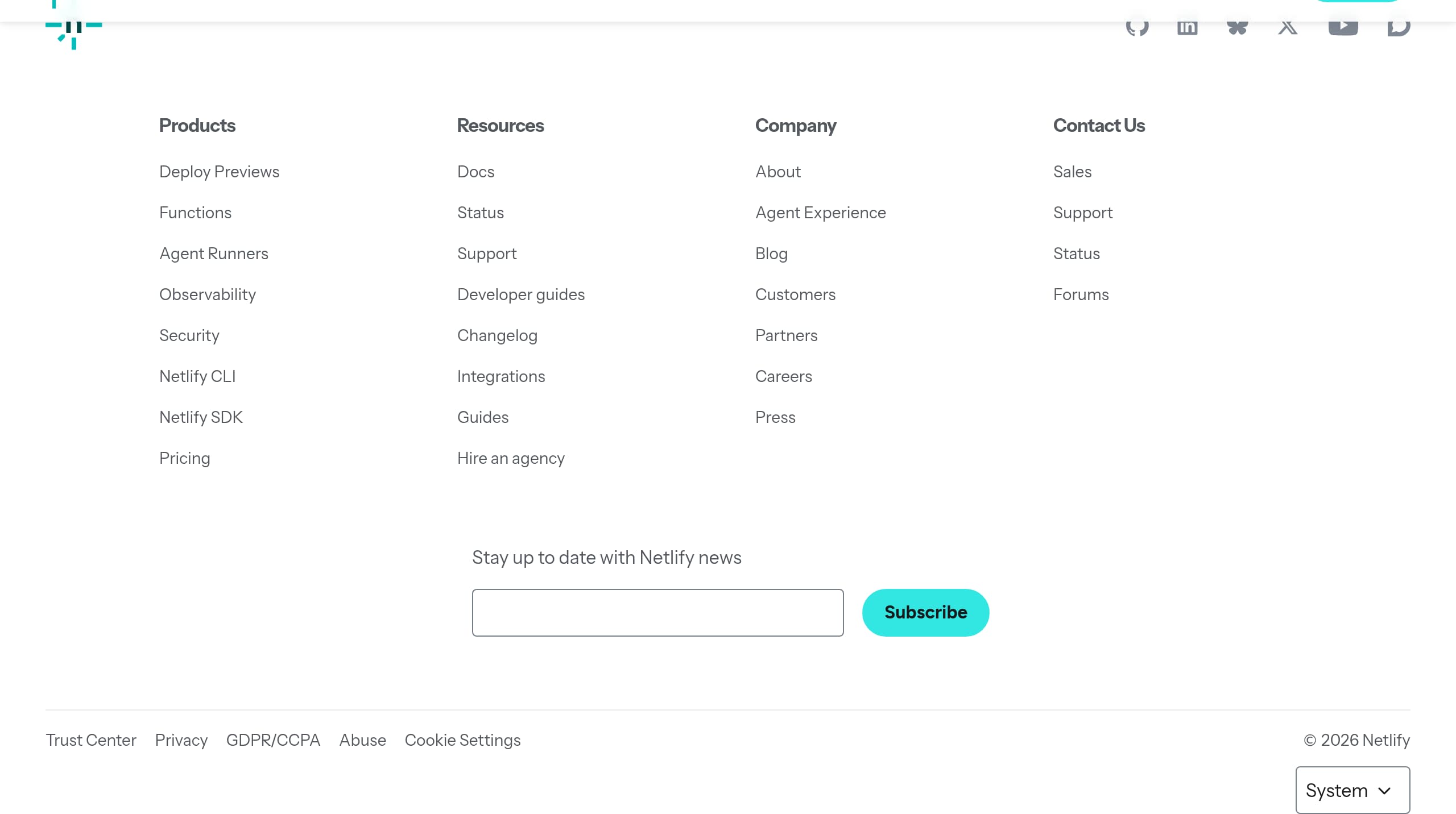 Netlify – Footer screenshot Footer – Netlify website breakdown