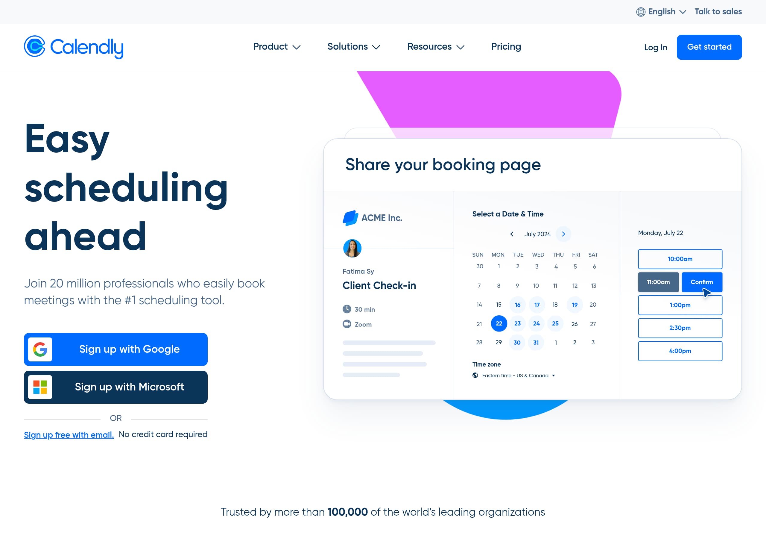 Calendly homepage – Website breakdown screenshot Homepage of Calendly marketing site – hero and above-the-fold content