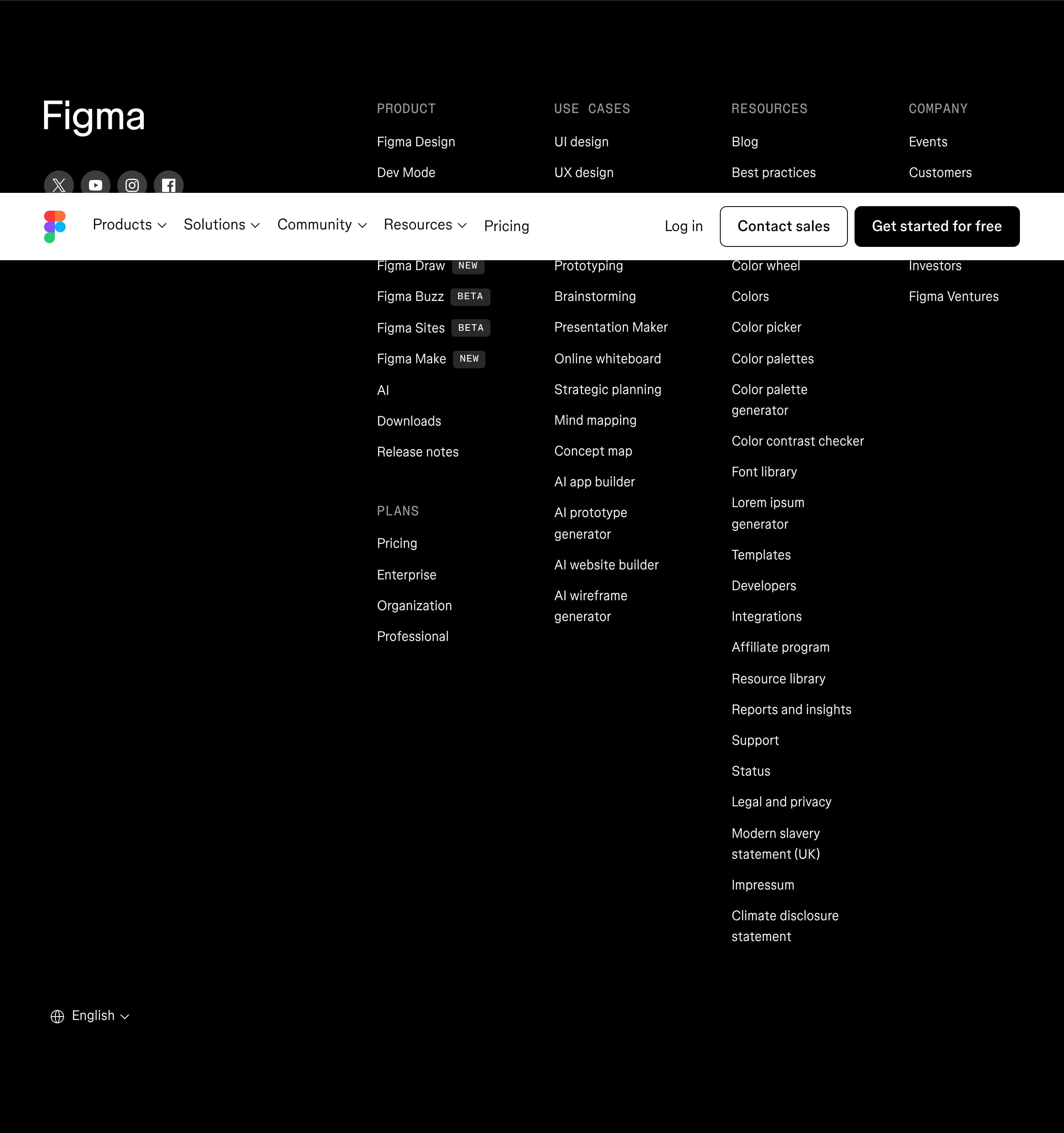 Figma – Footer screenshot Footer – Figma website breakdown