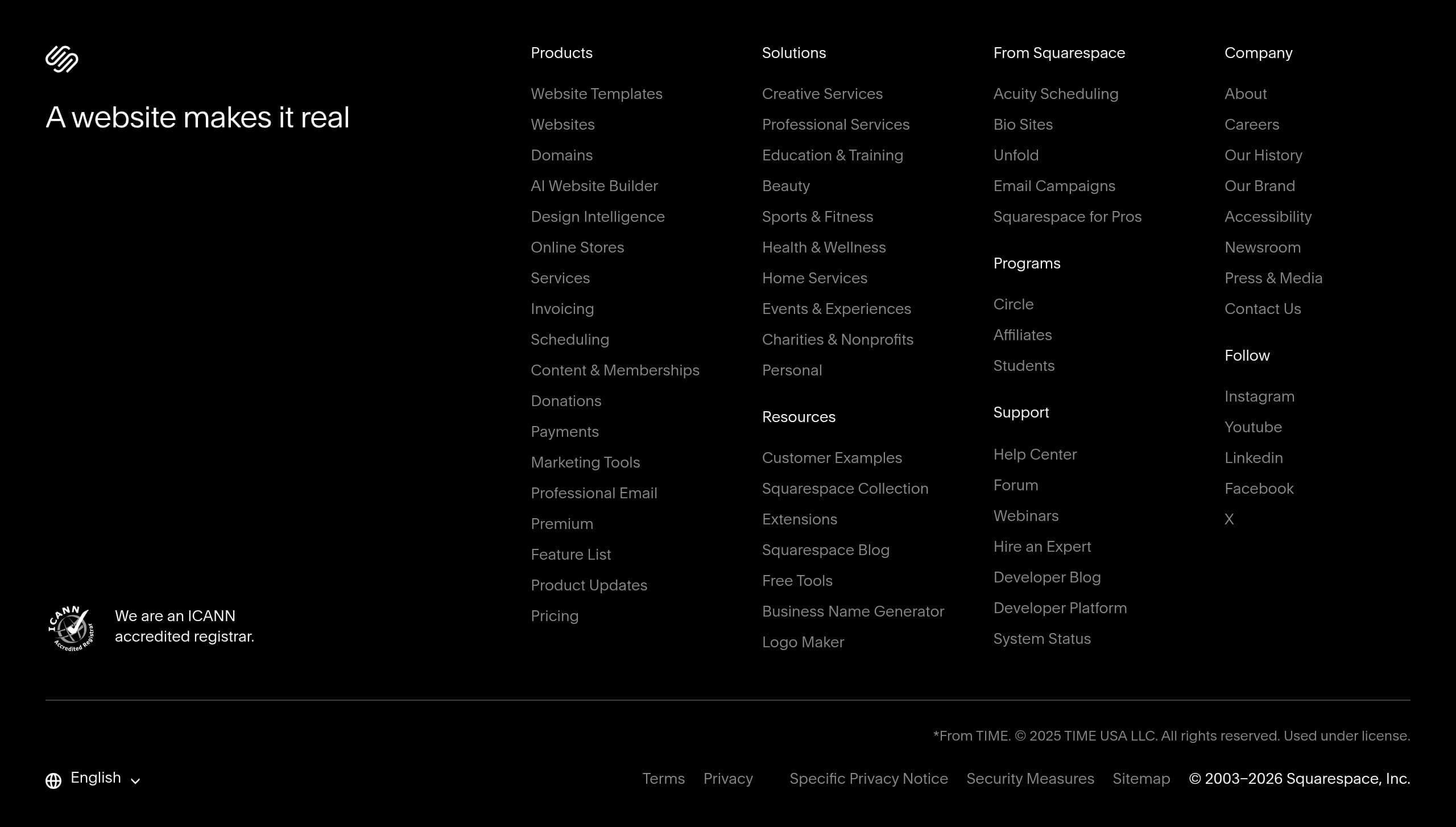 Squarespace – Footer screenshot Footer – Squarespace website breakdown