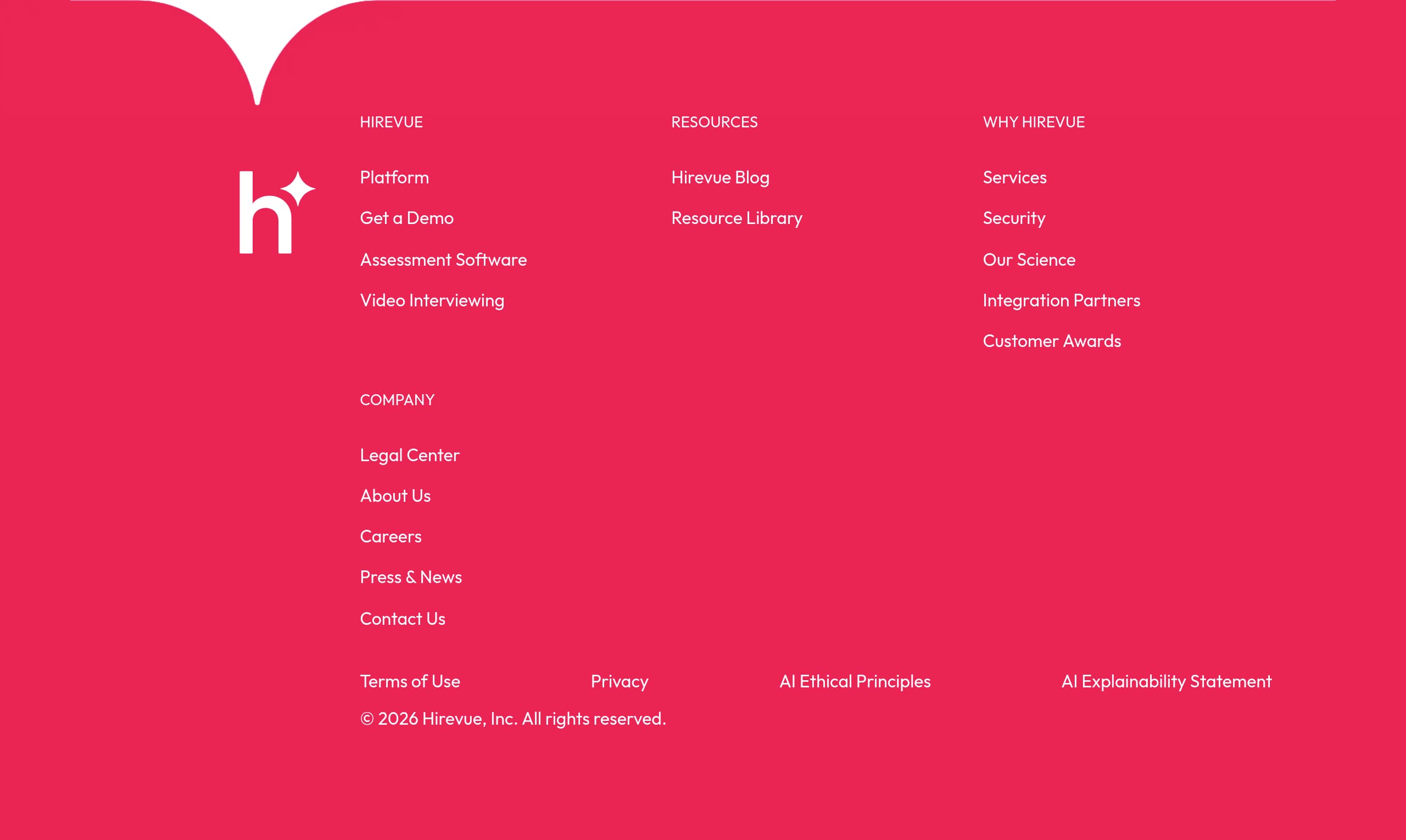 HireVue – Footer screenshot Footer – HireVue website breakdown