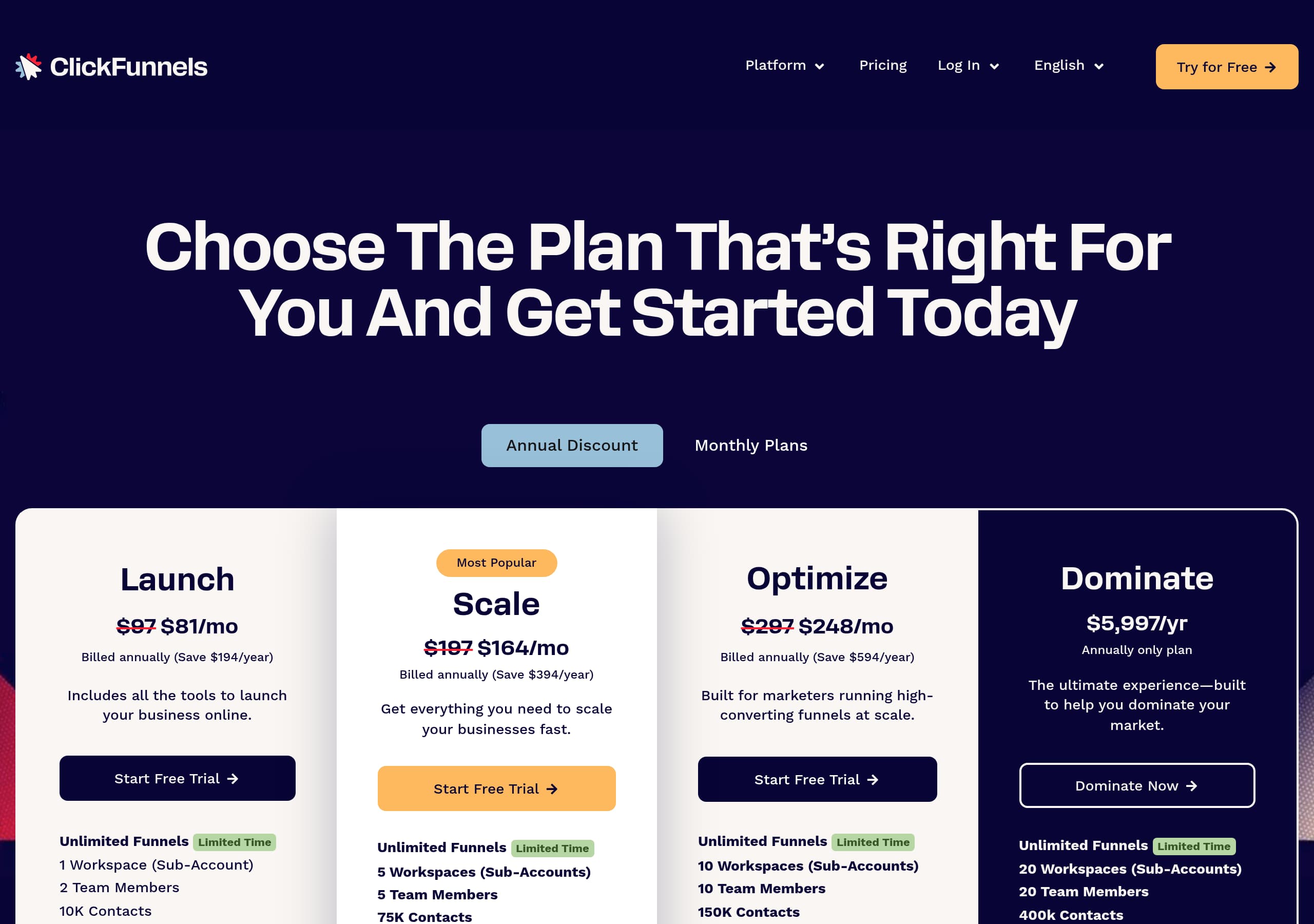 ClickFunnels – Pricing screenshot Pricing – ClickFunnels website breakdown