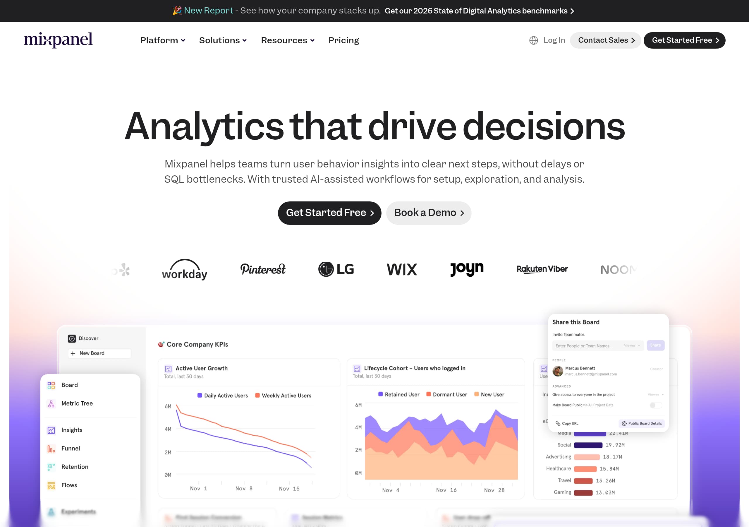 Mixpanel – Footer screenshot Footer – Mixpanel website breakdown
