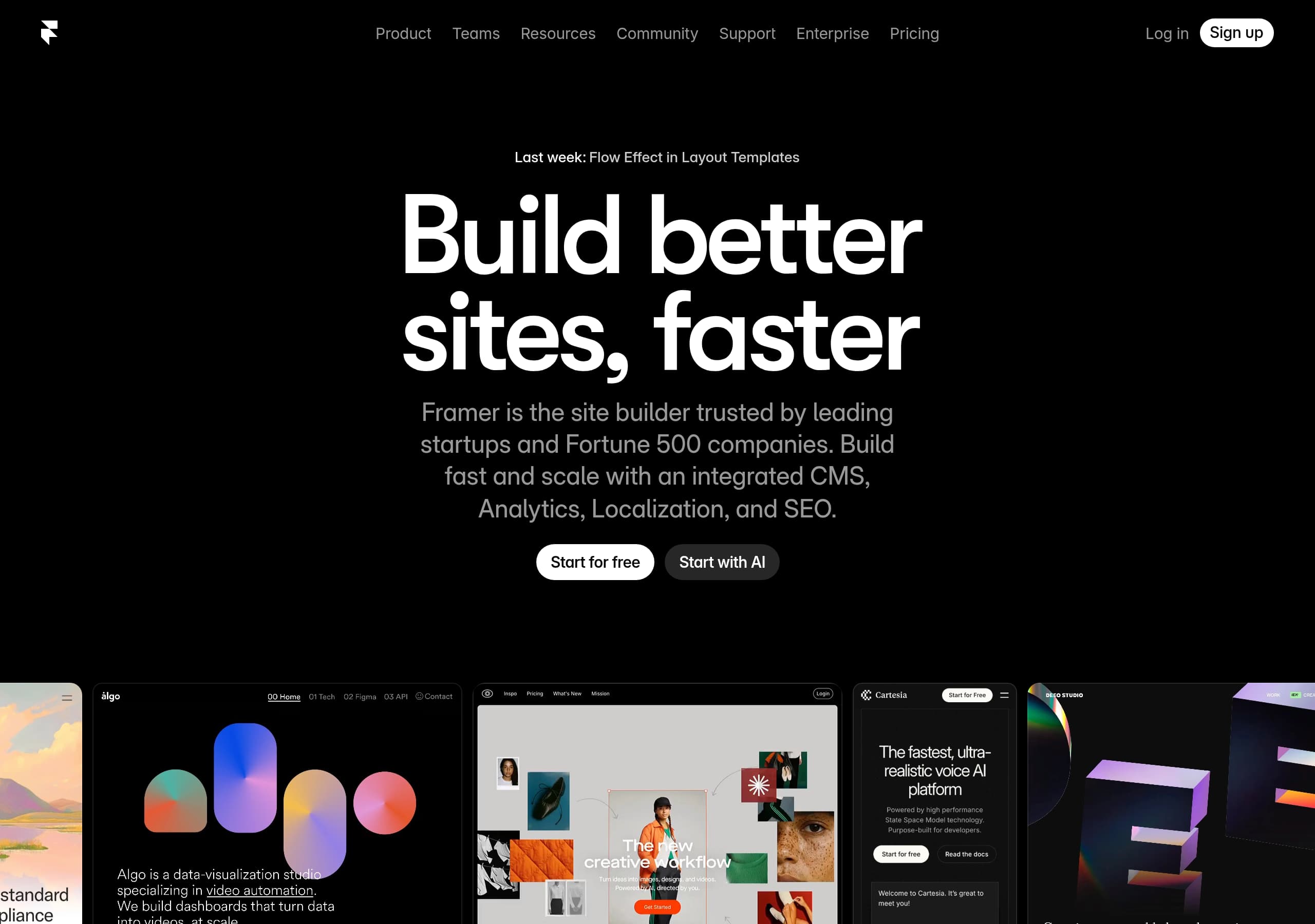Framer homepage – Website breakdown screenshot Homepage of Framer marketing site – hero and above-the-fold content