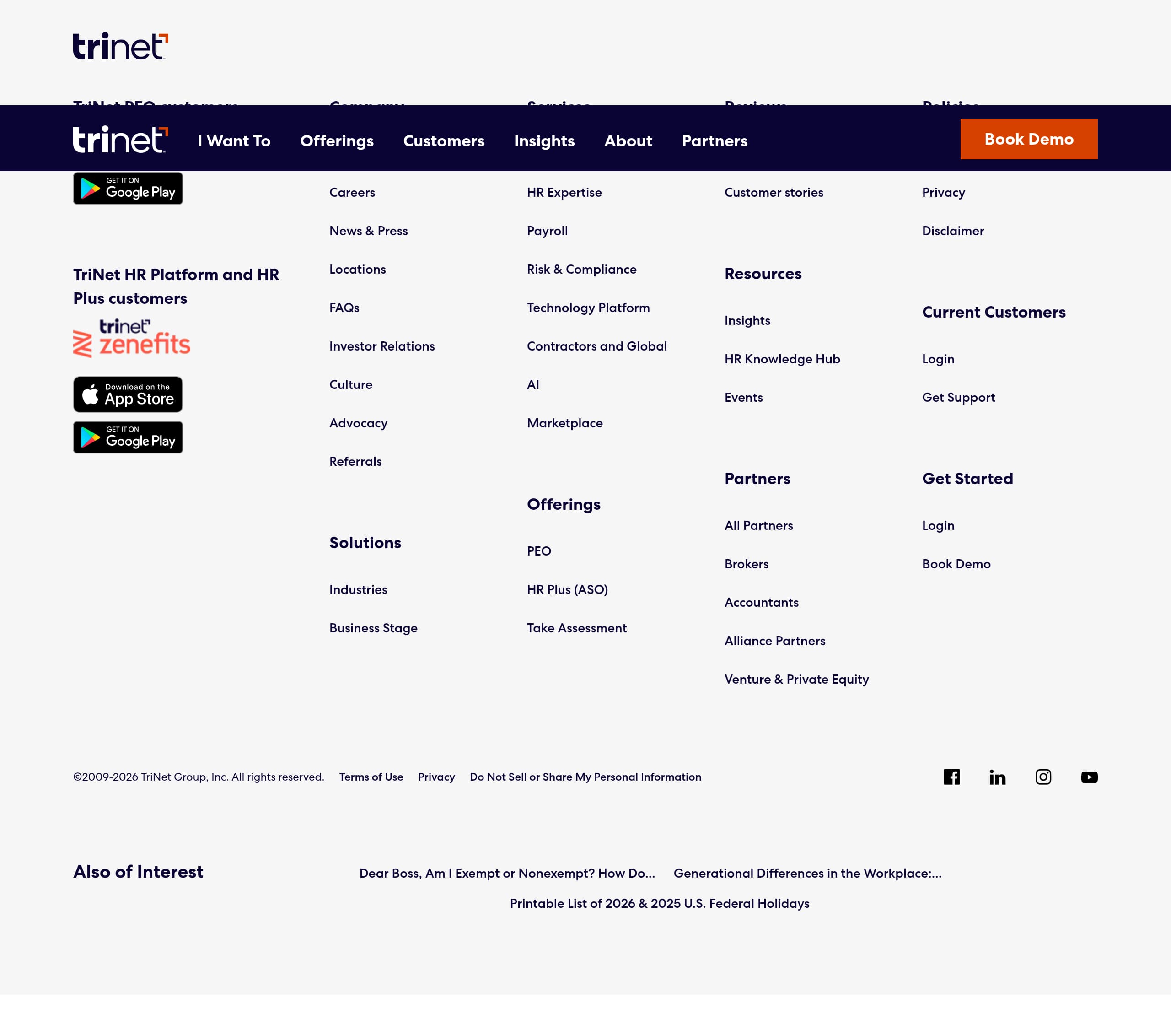 Zenefits – Footer screenshot Footer – Zenefits website breakdown
