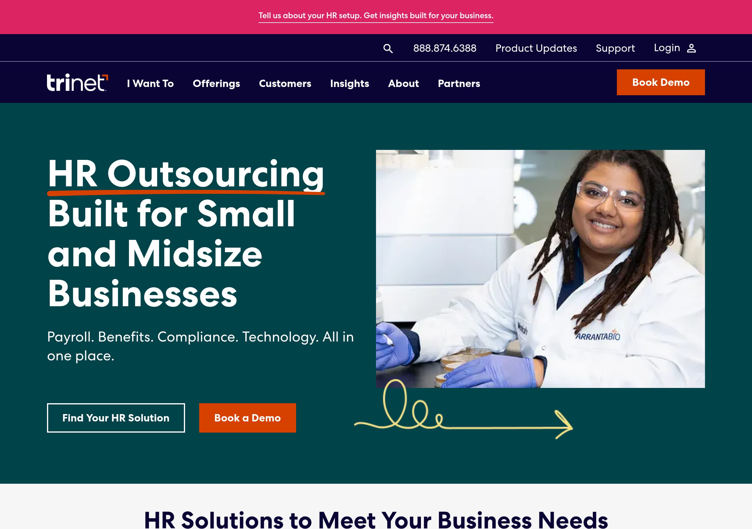 Zenefits homepage – Website breakdown screenshot Homepage of Zenefits marketing site – hero and above-the-fold content