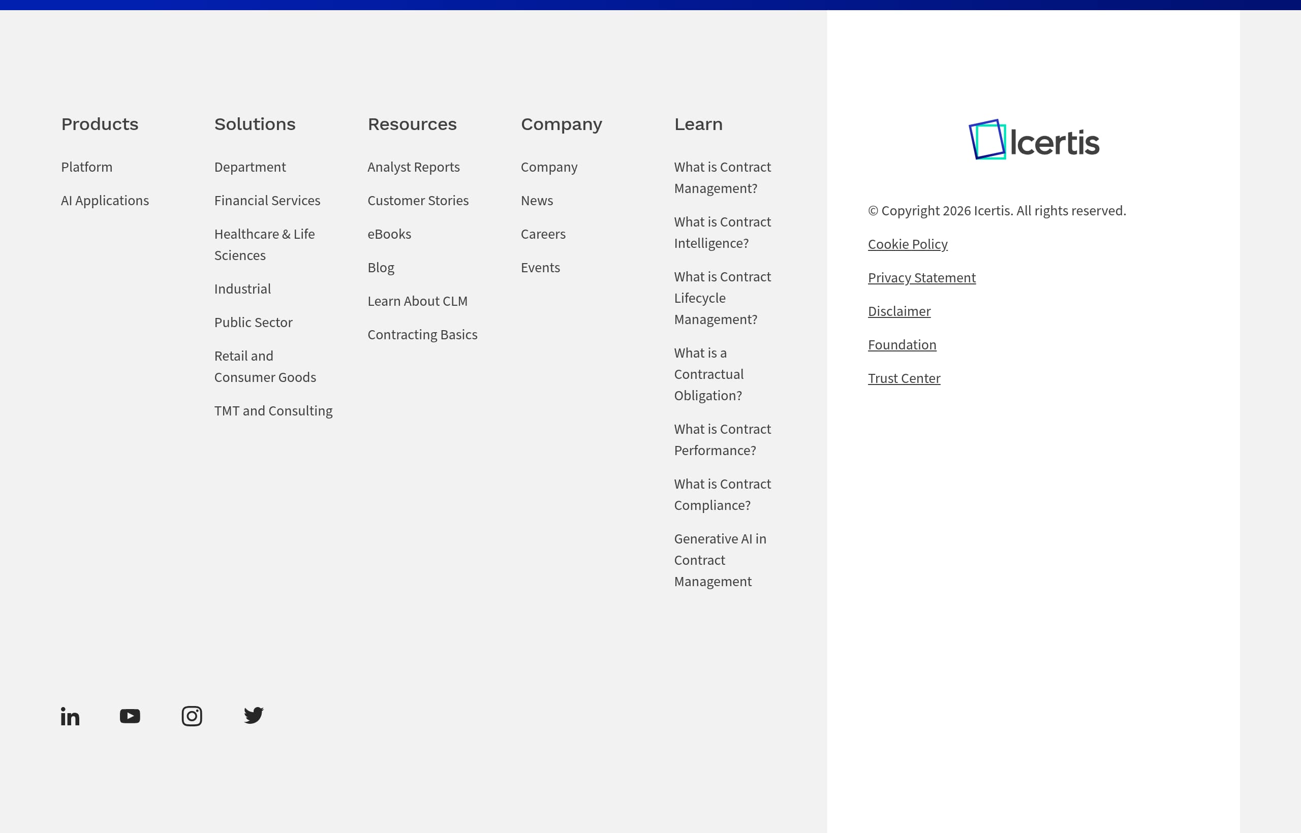 Icertis – Footer screenshot Footer – Icertis website breakdown