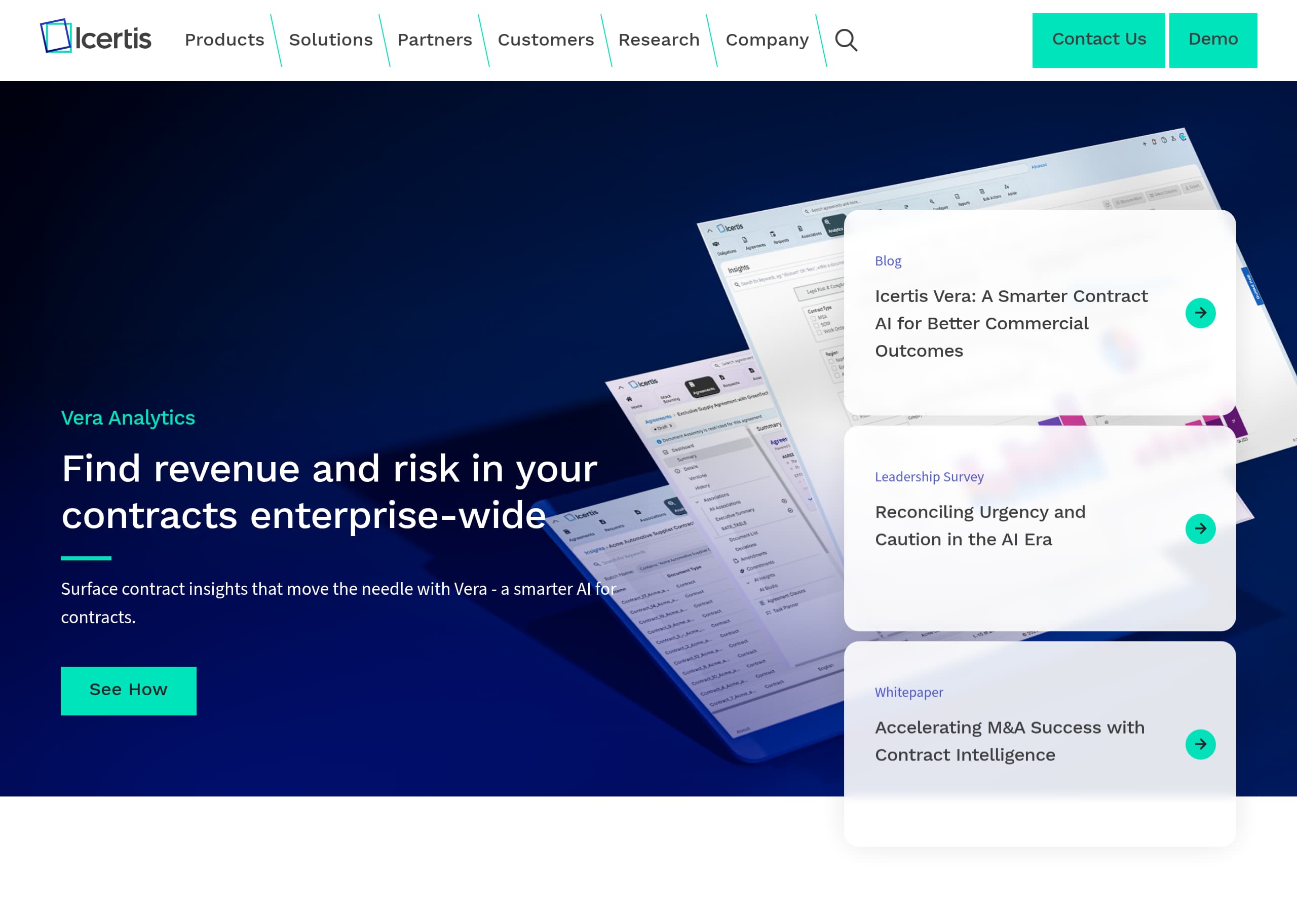 Icertis homepage – Website breakdown screenshot Homepage of Icertis marketing site – hero and above-the-fold content