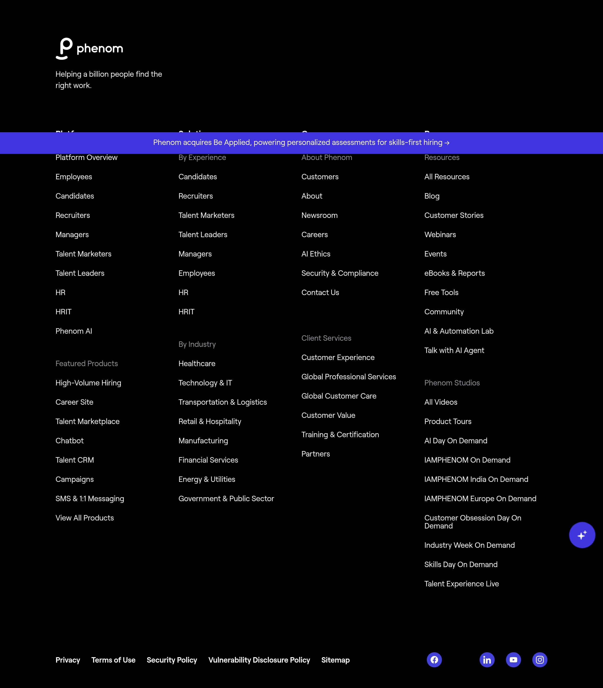 Phenom – Footer screenshot Footer – Phenom website breakdown