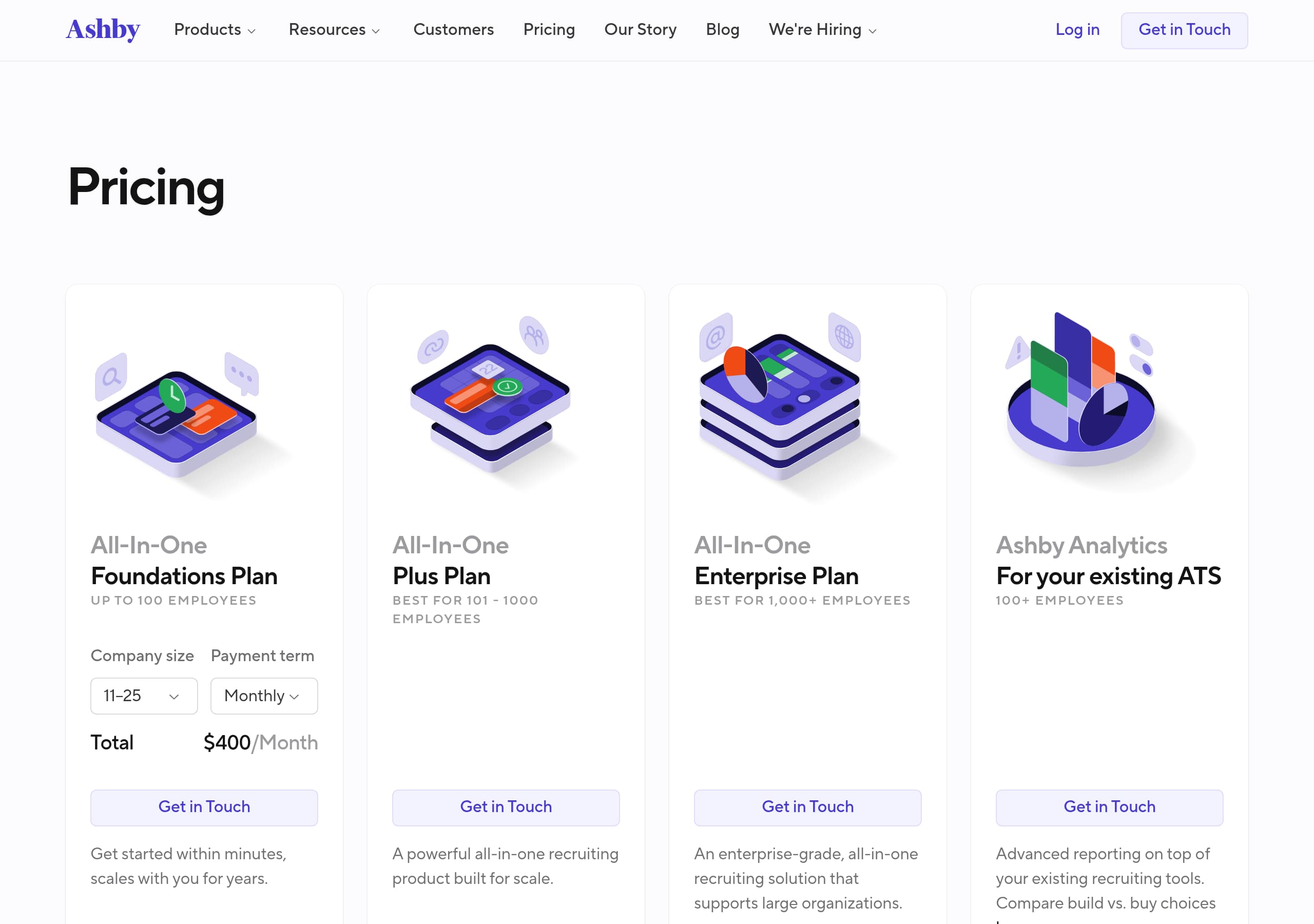 Ashby – Pricing screenshot Pricing – Ashby website breakdown