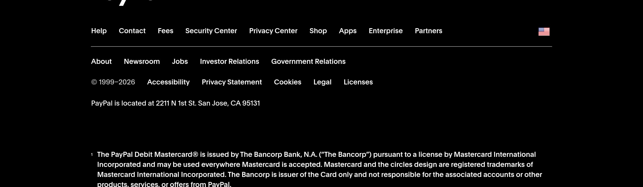 PayPal – Footer screenshot Footer – PayPal website breakdown