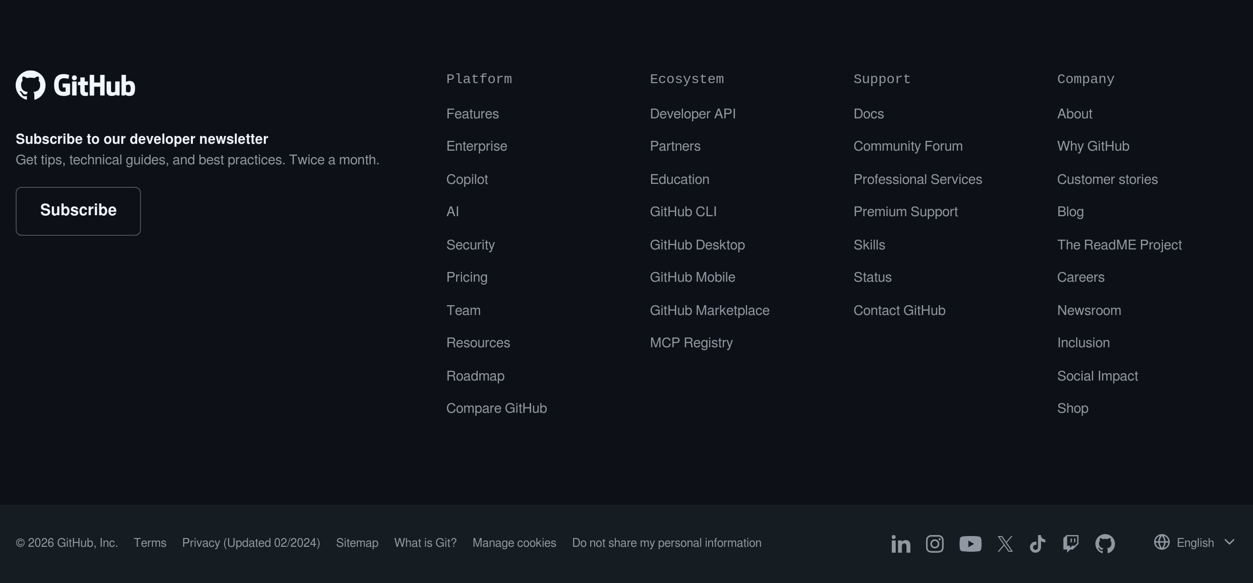 GitHub – Footer screenshot Footer – GitHub website breakdown