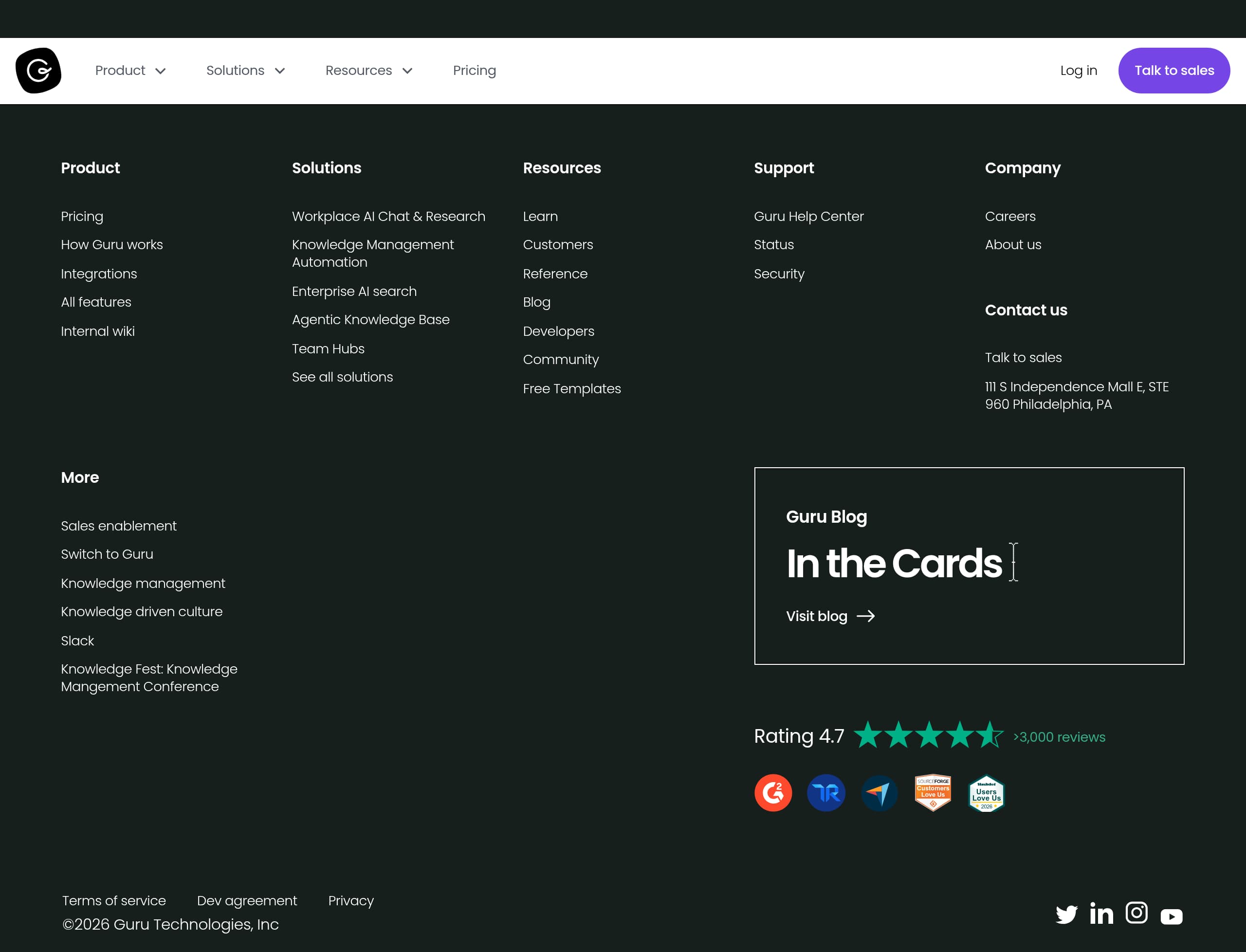Guru – Footer screenshot Footer – Guru website breakdown