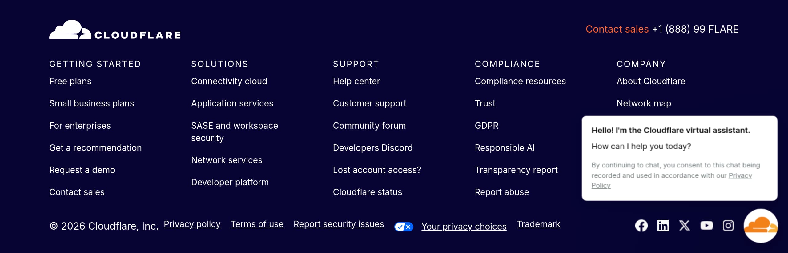 Cloudflare – Footer screenshot Footer – Cloudflare website breakdown