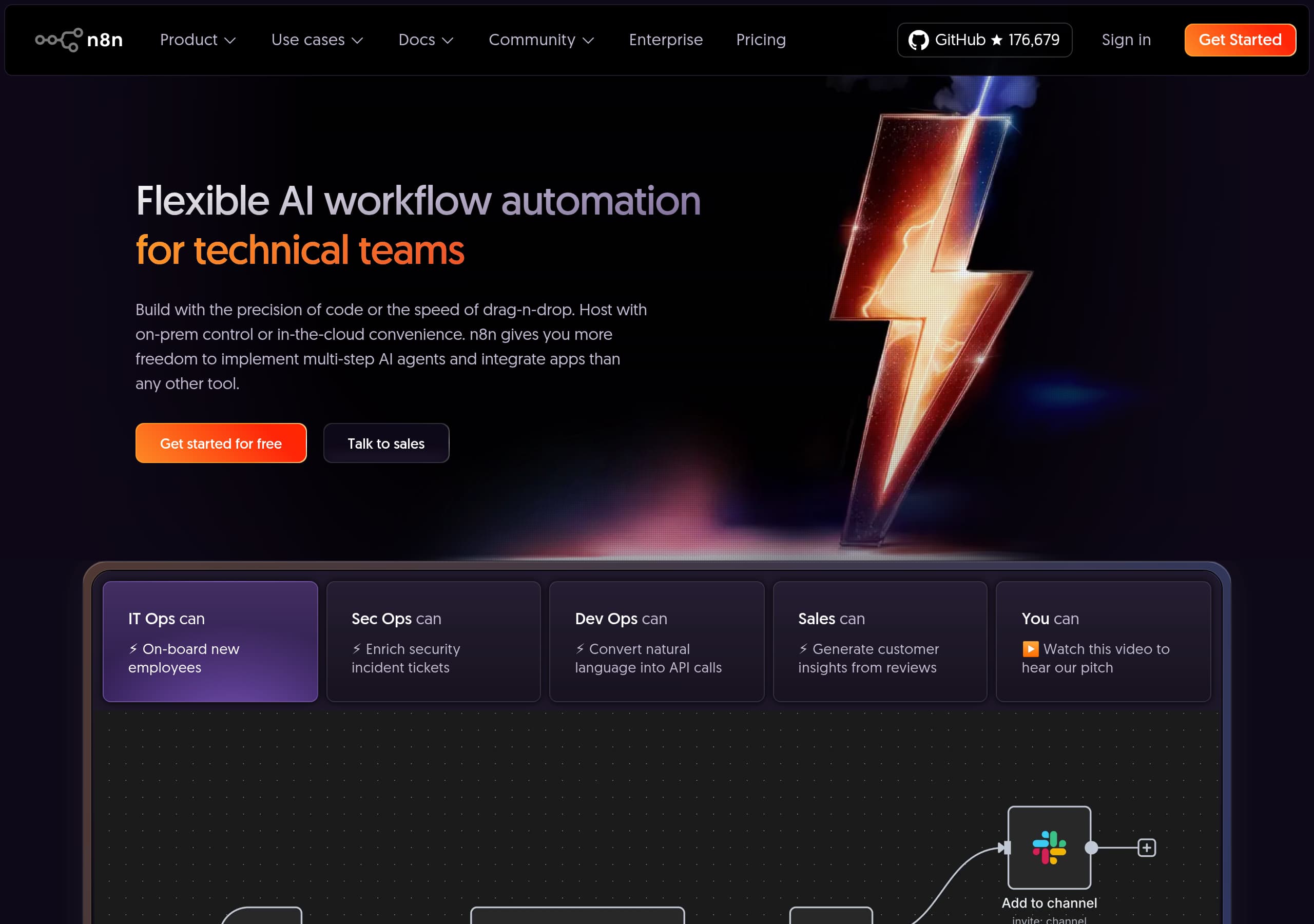 n8n homepage – Website breakdown screenshot Homepage of n8n marketing site – hero and above-the-fold content