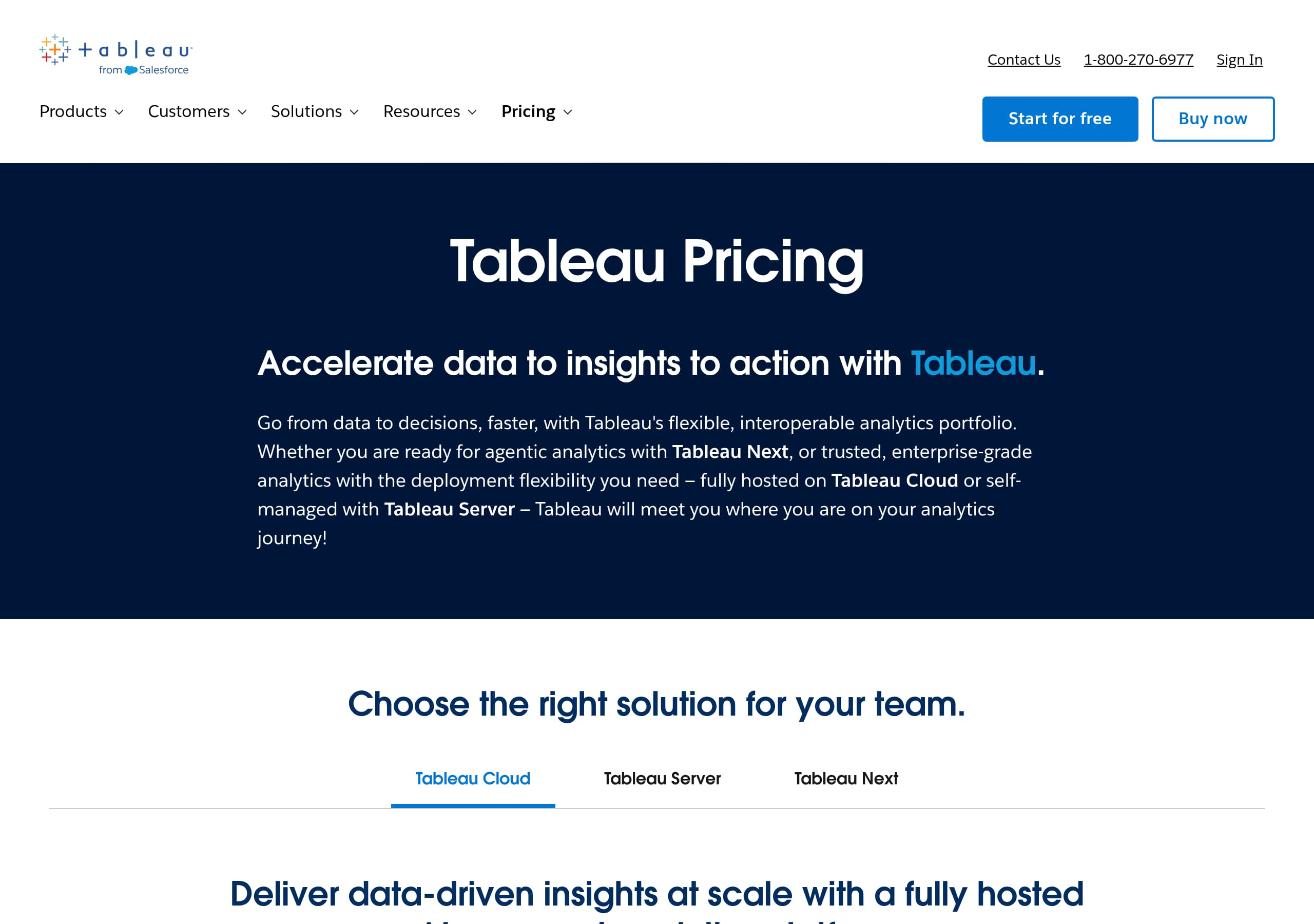 Tableau – Pricing screenshot Pricing – Tableau website breakdown