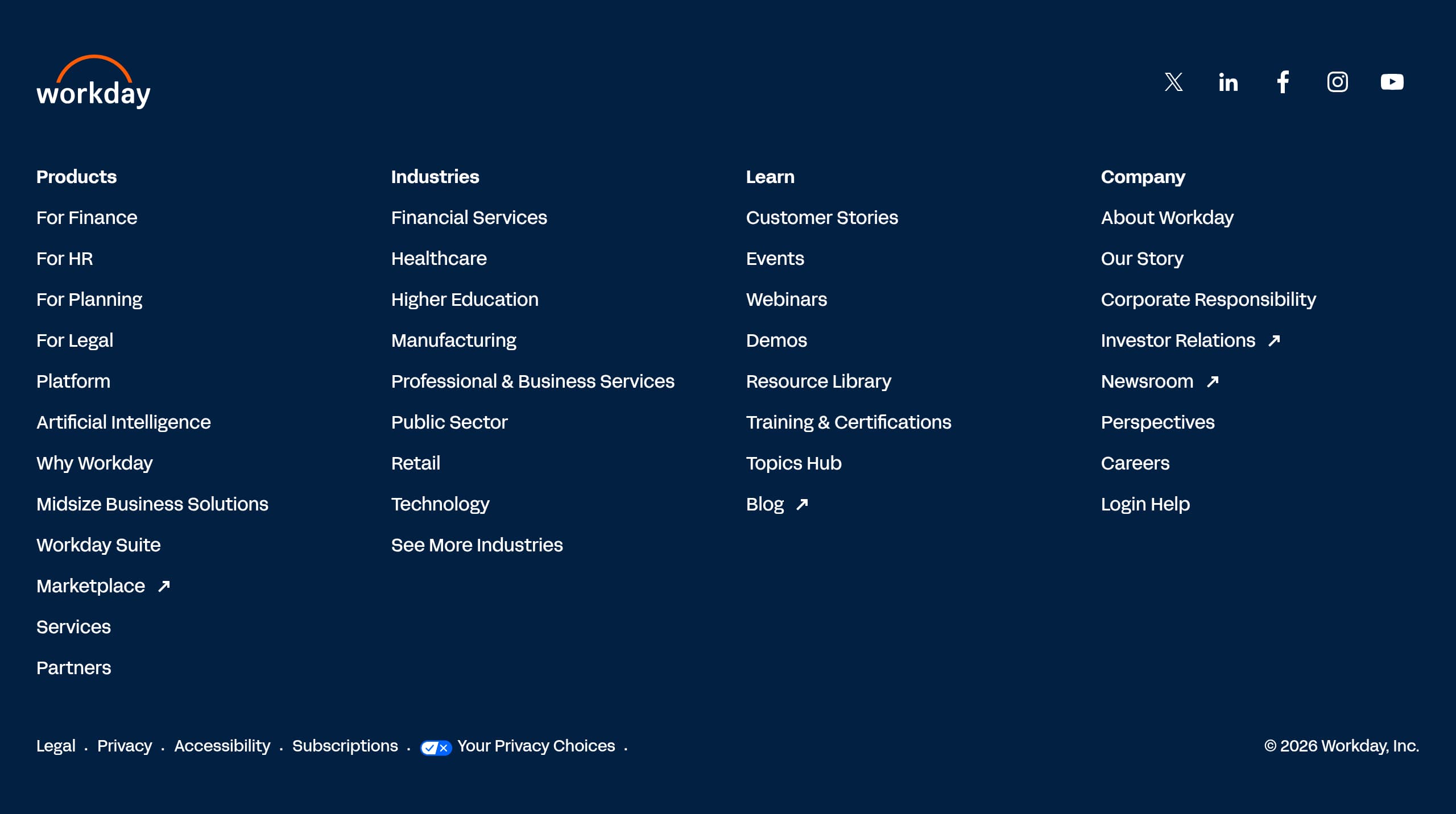 Workday – Footer screenshot Footer – Workday website breakdown