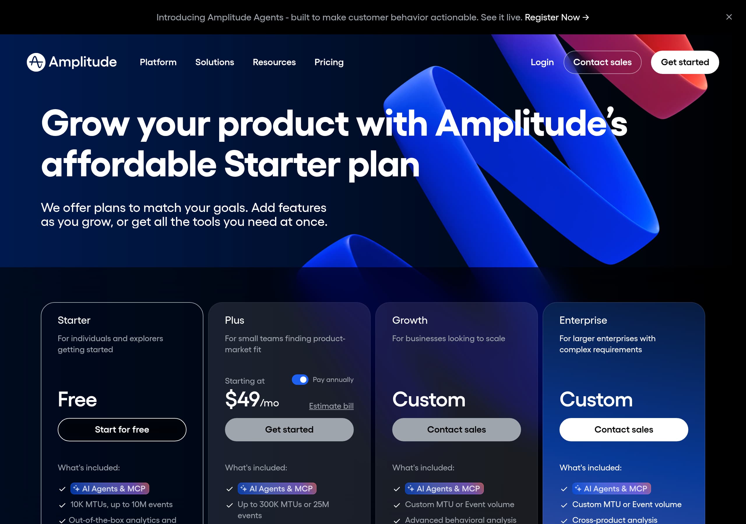 Amplitude – Pricing screenshot Pricing – Amplitude website breakdown
